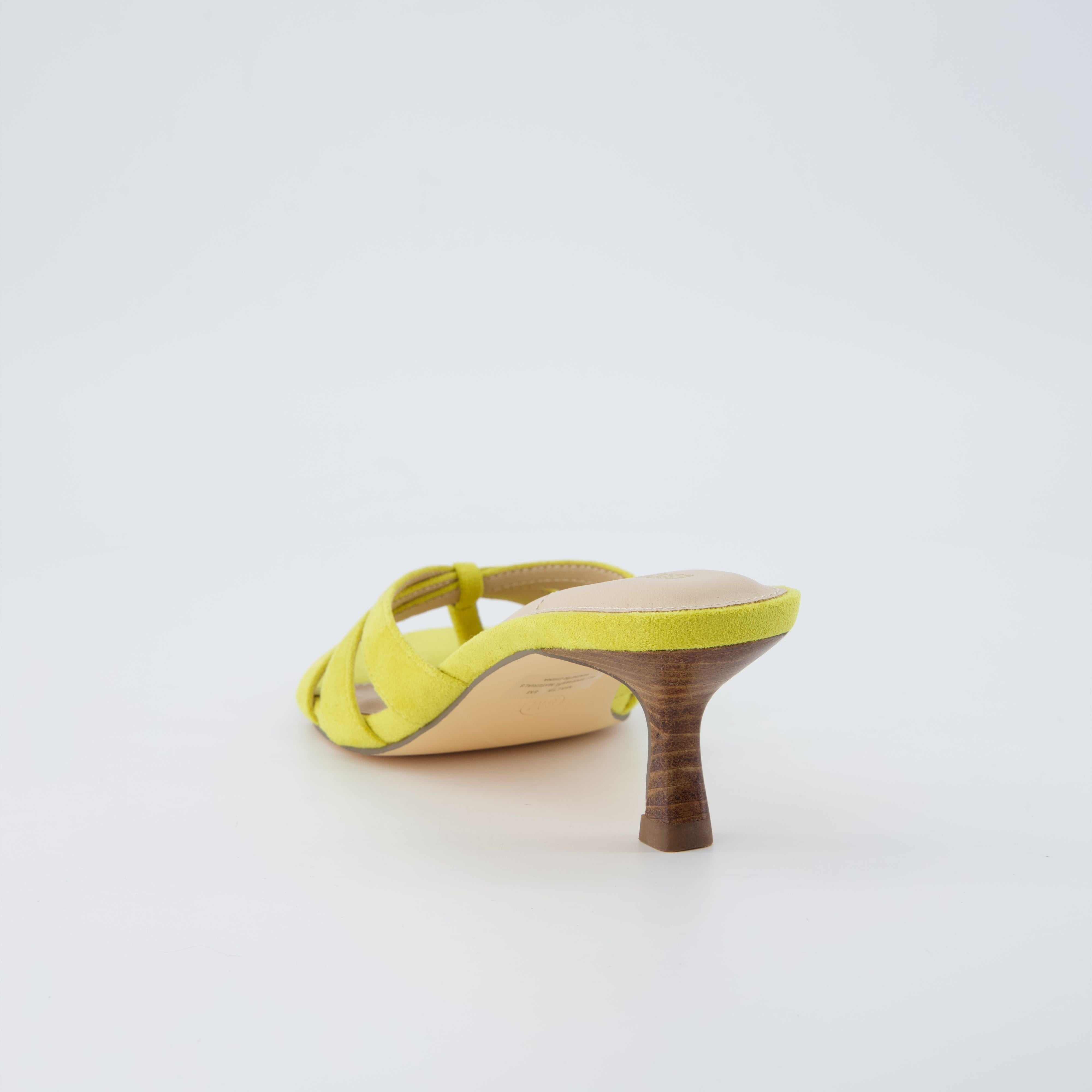 Malta Kitten Heel Sandals Yellow Microsuede