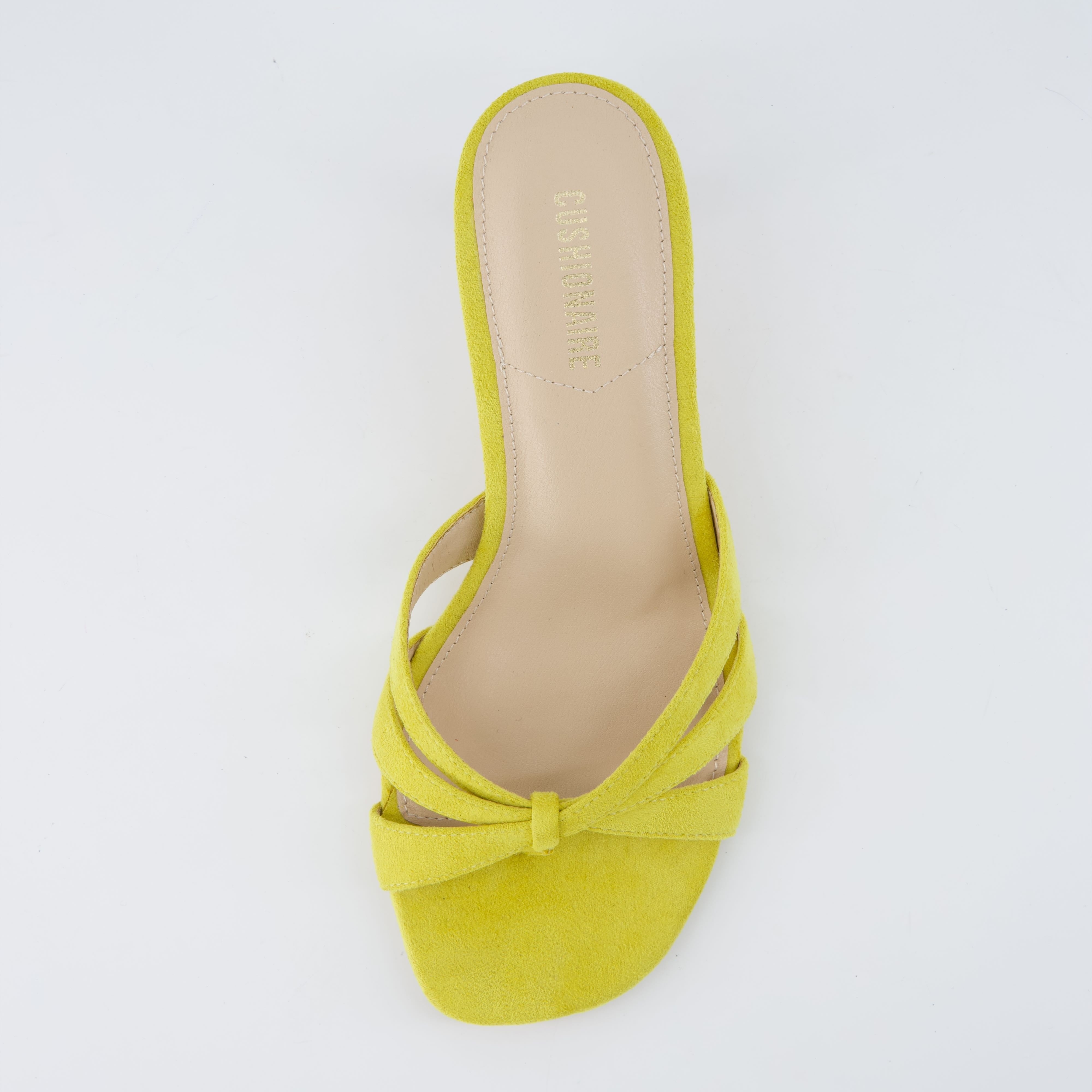 Malta Kitten Heel Sandals Yellow Microsuede