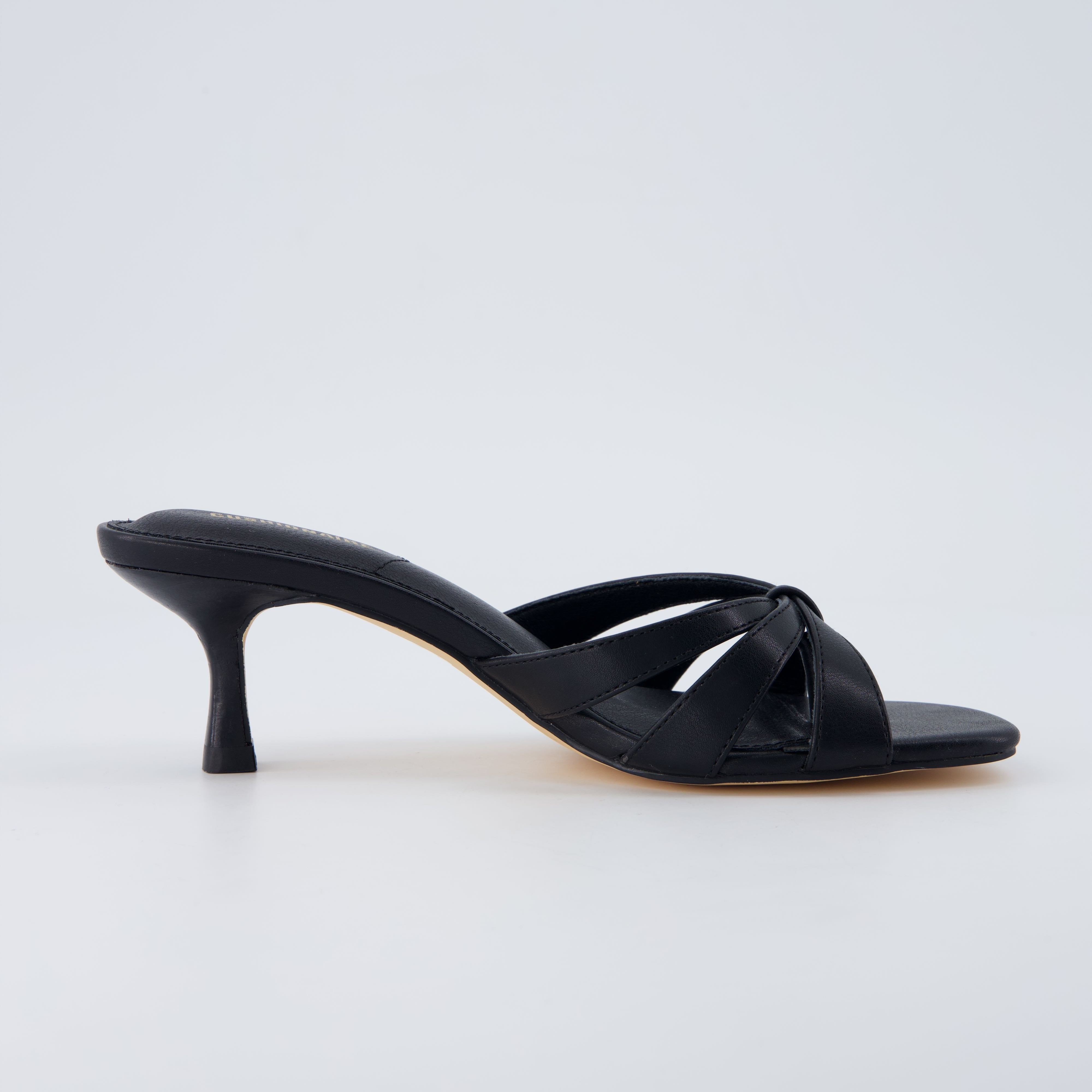 Malta Kitten Heel Sandals Black Smooth