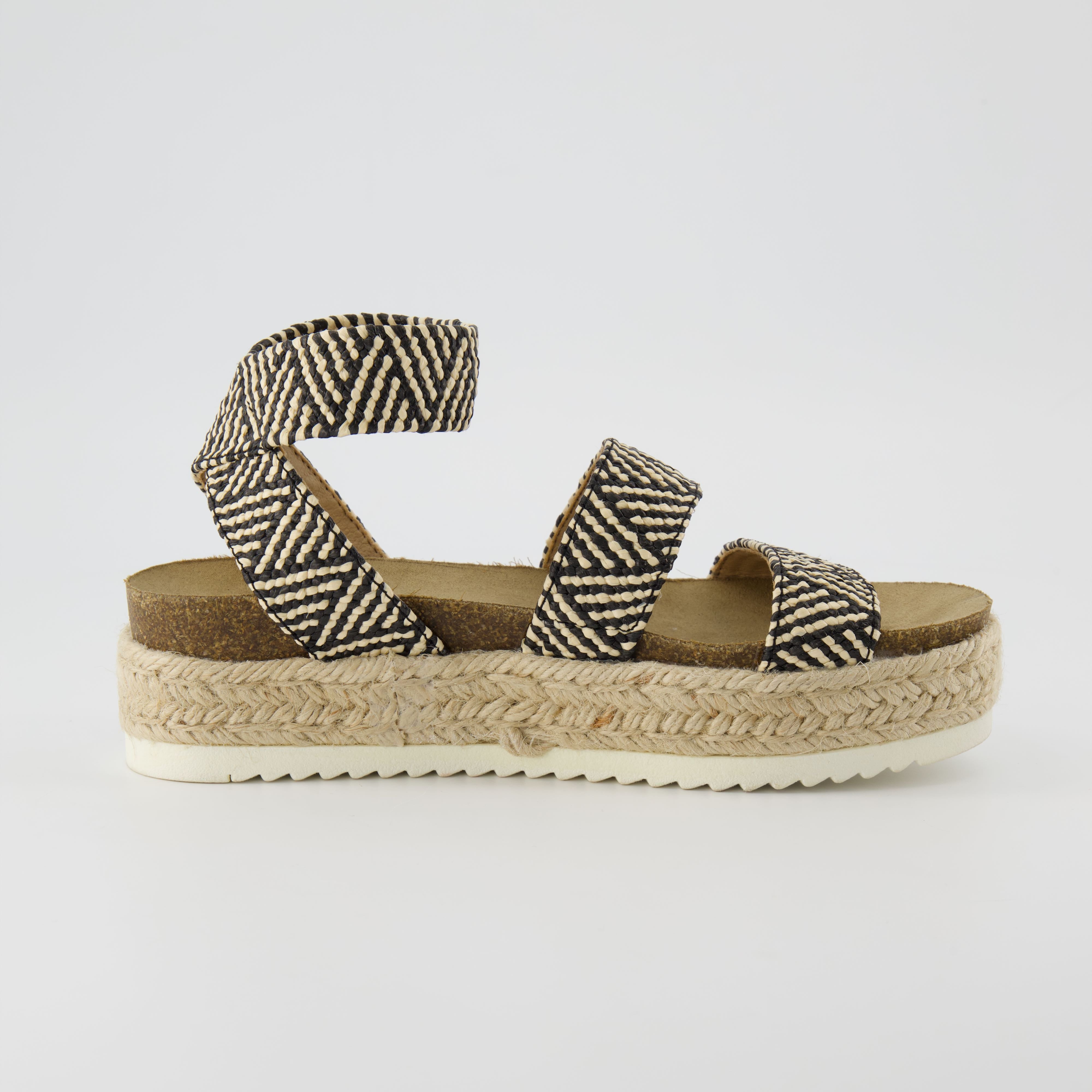Mandy Stretch Platform Sandal B T Raffia