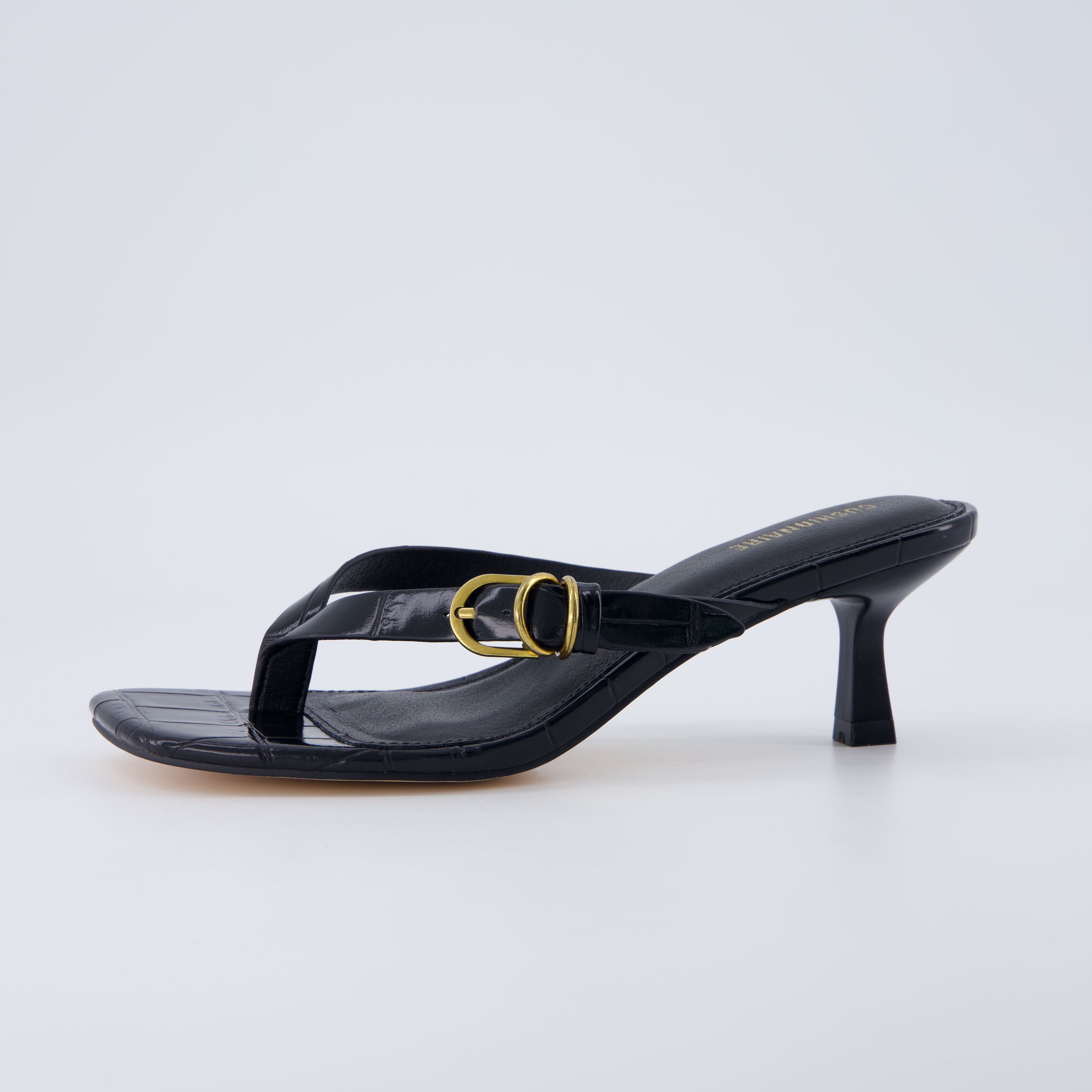 Marlin Low Kitten Heels Croco Black