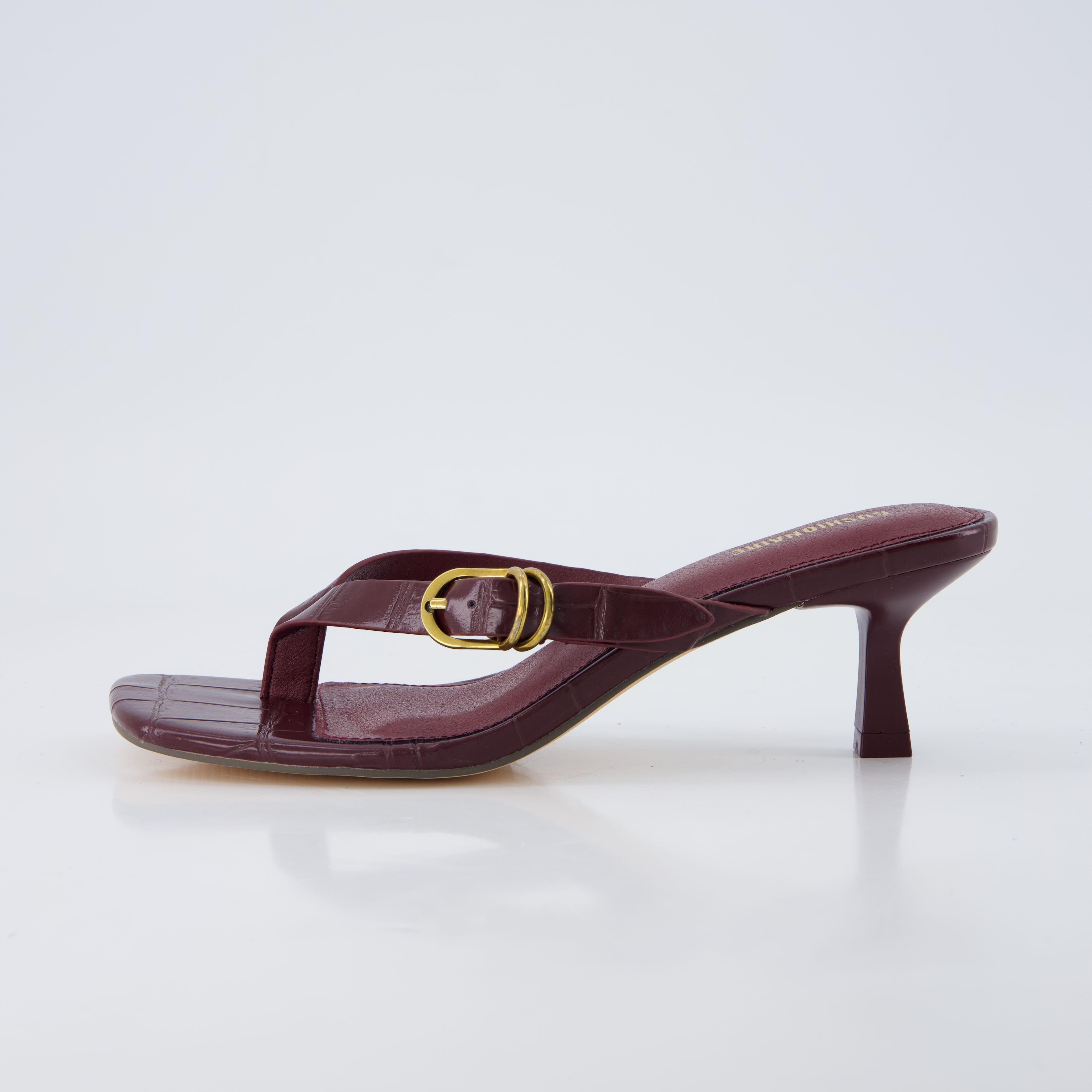 Marlin Low Kitten Heels Croco Burgundy