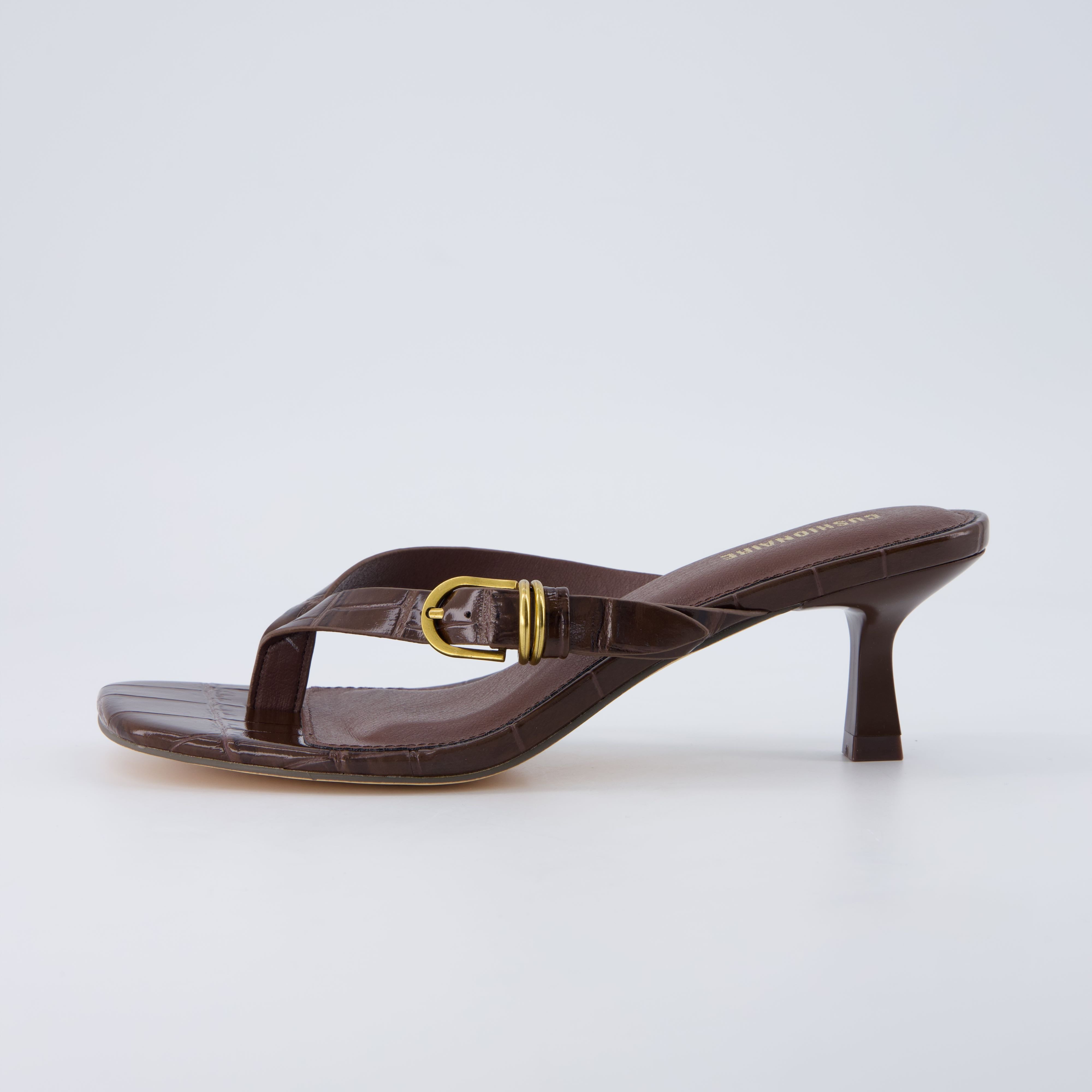 Marlin Low Kitten Heels Croco Chocolate