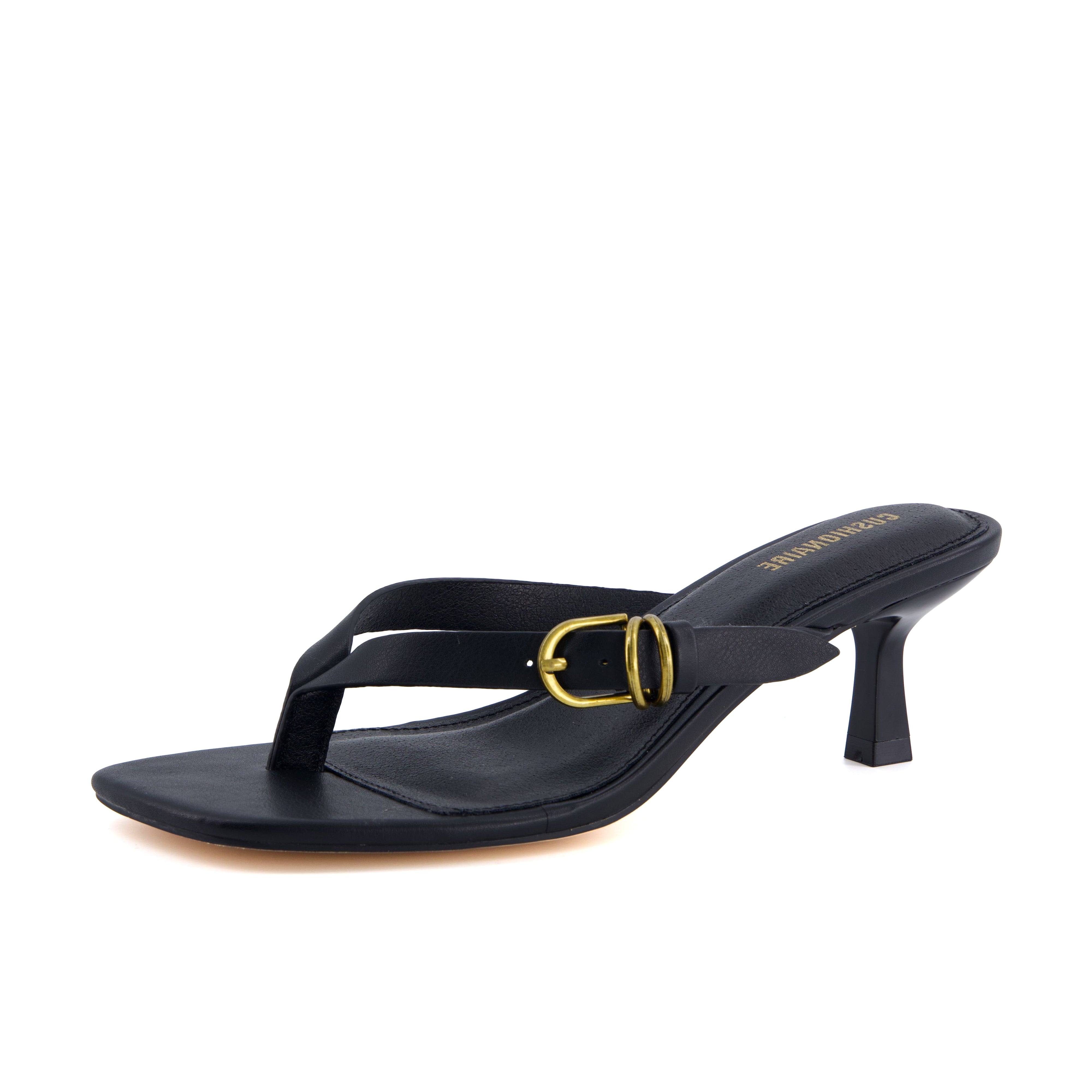 Marlin Kitten Heel Sandals Black