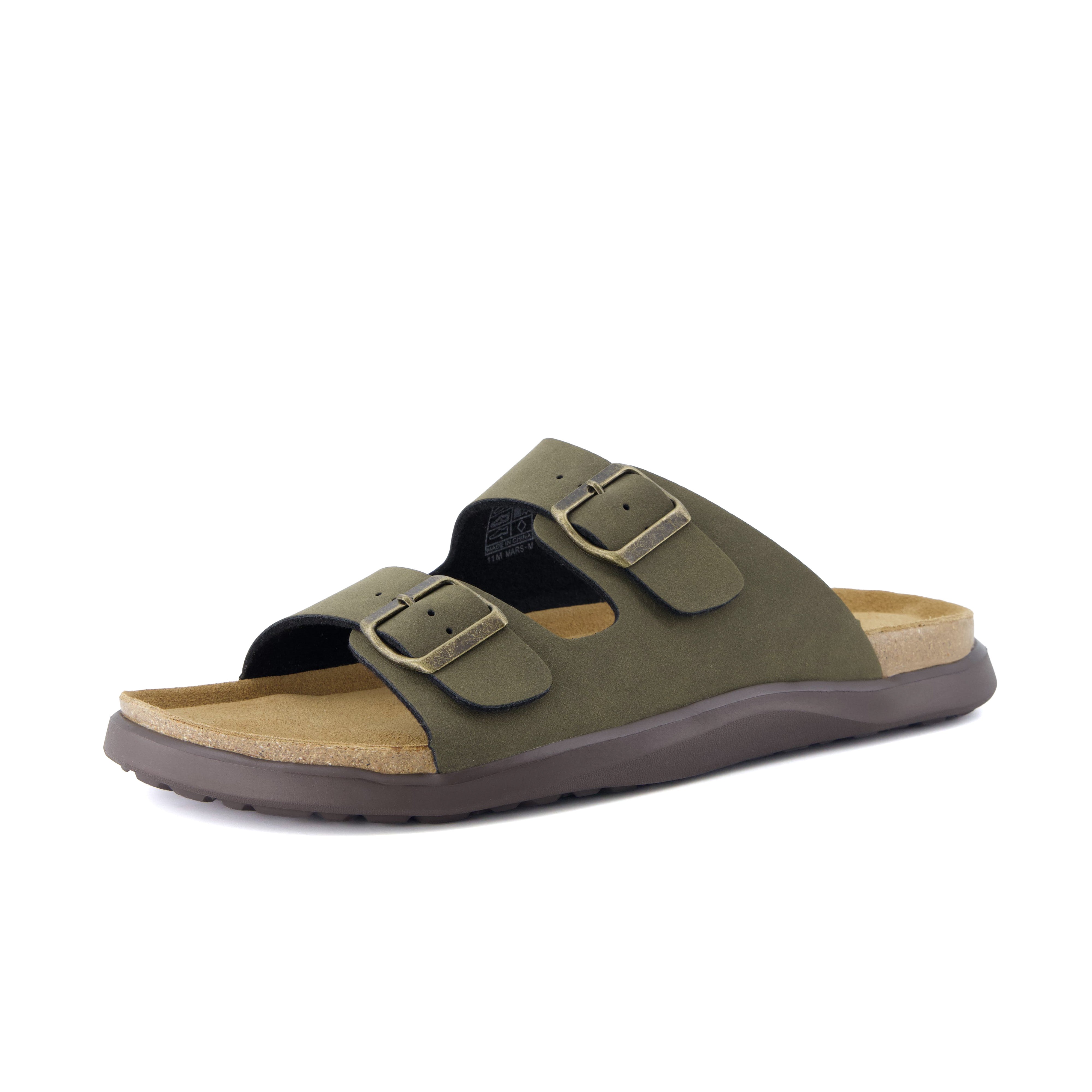 Mars Double Buckle Sandals Green Nubuck Medium