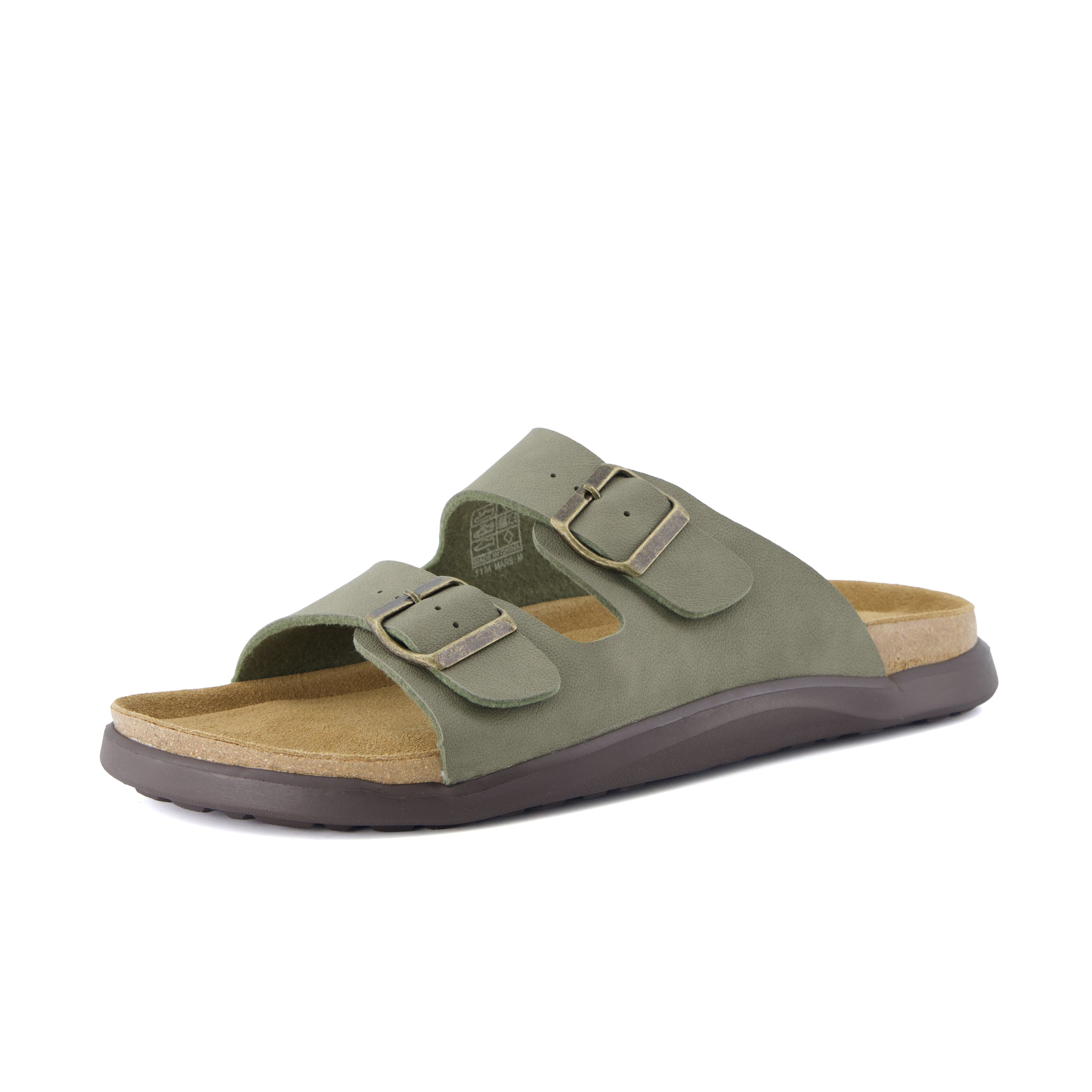 Mars Double Buckle Sandals Green Texture Medium