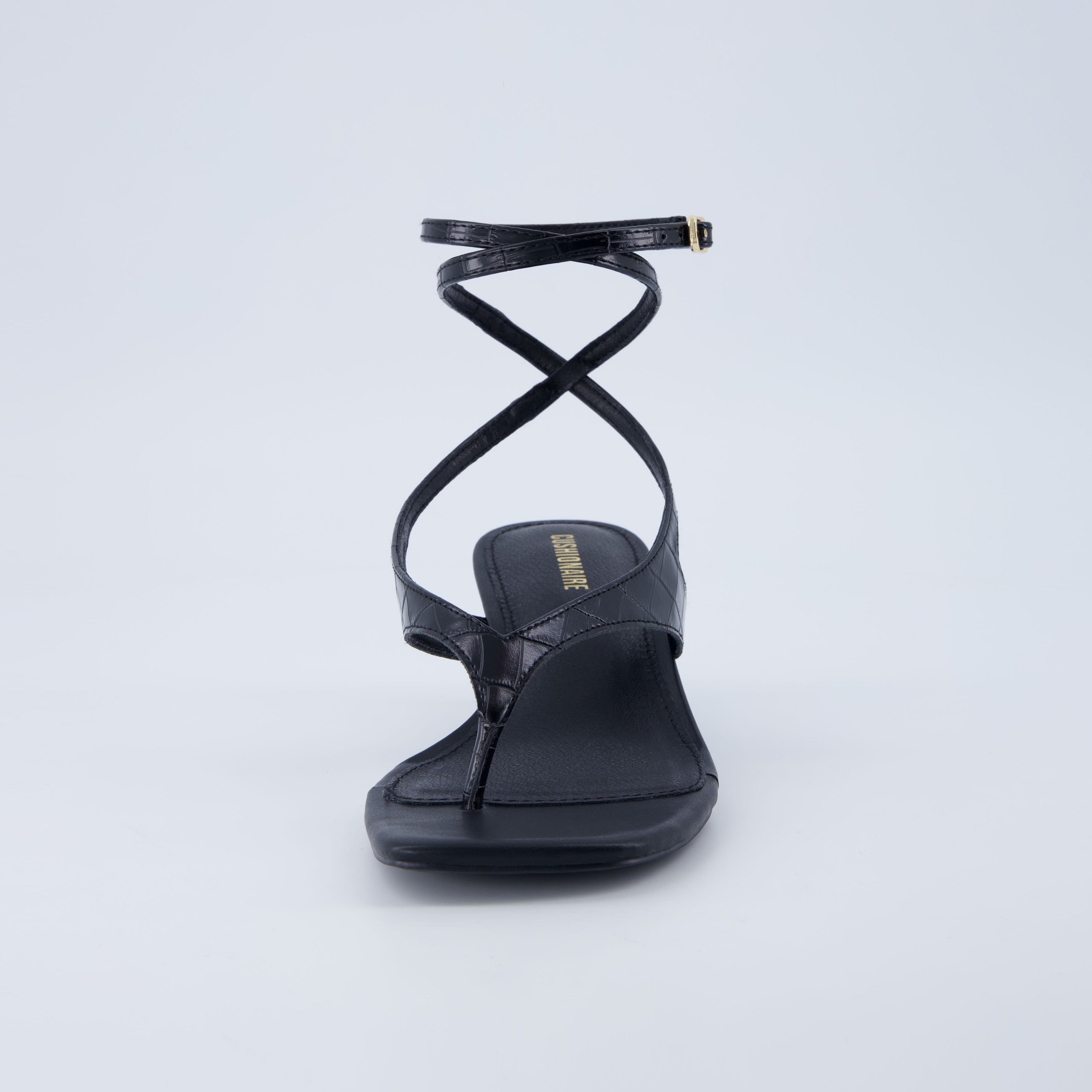 Martini Strappy Kitten Heel Sandal Black