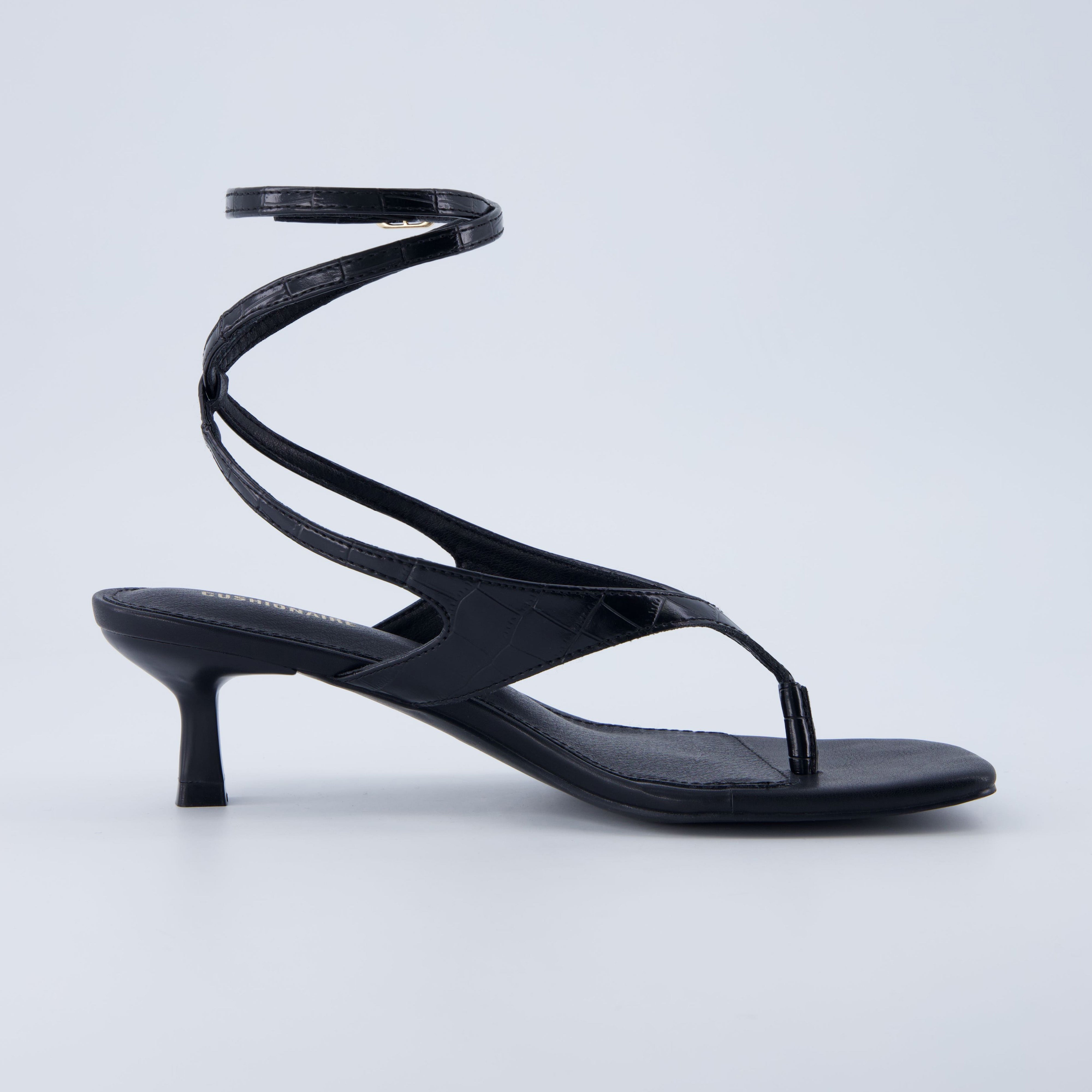 Martini Strappy Kitten Heel Sandal Black