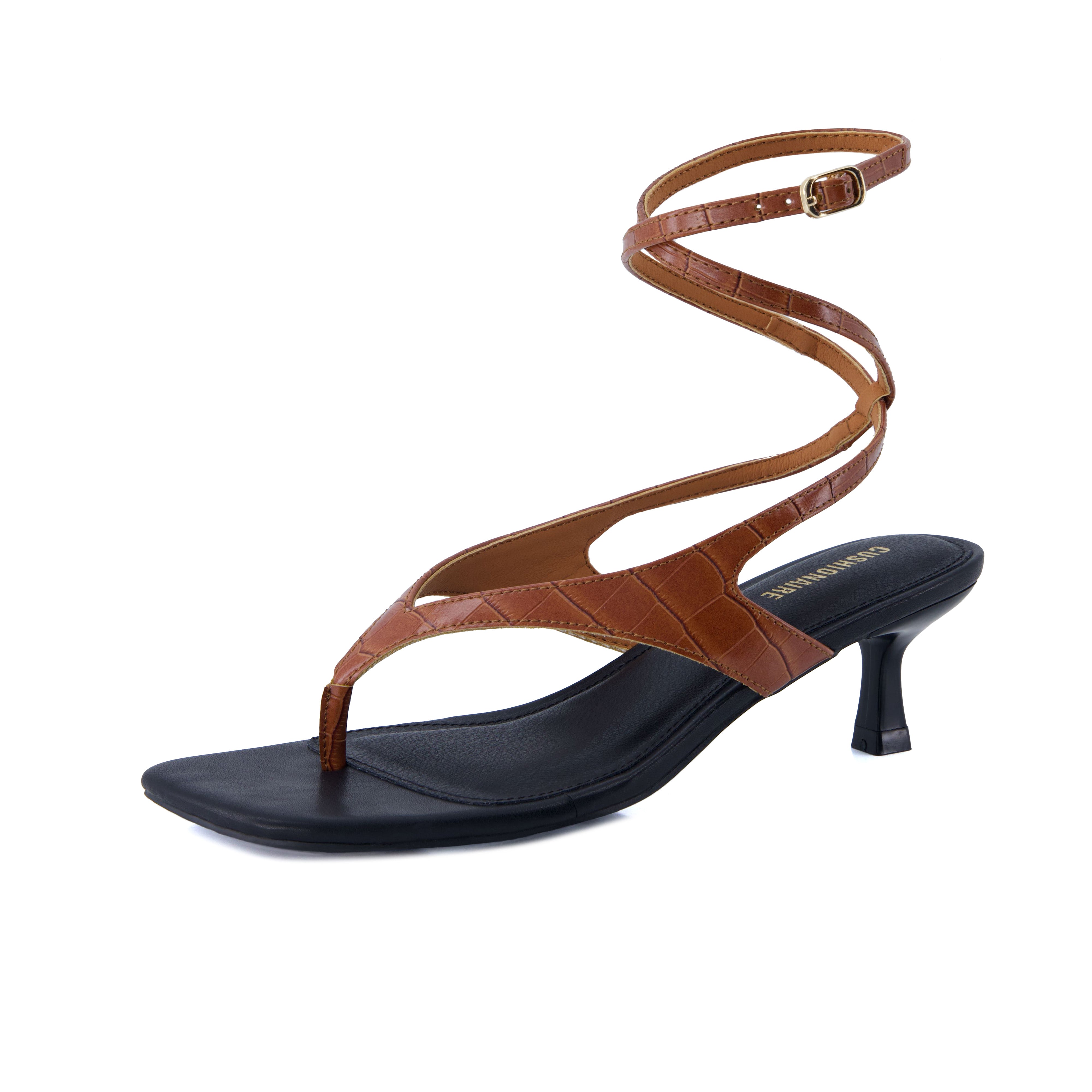 Martini Strappy Kitten Heel Sandal Cognac