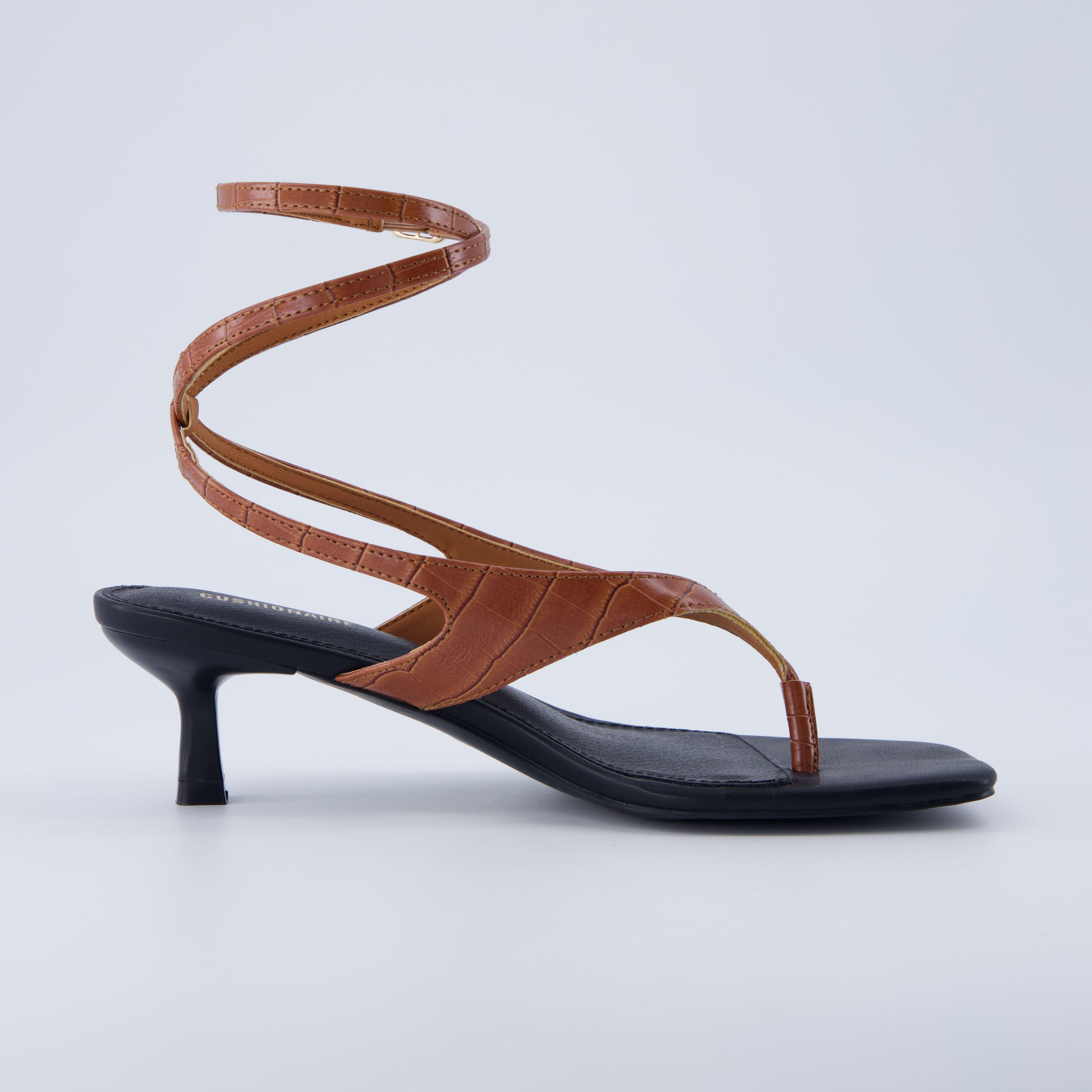 Martini Strappy Kitten Heel Sandal Cognac