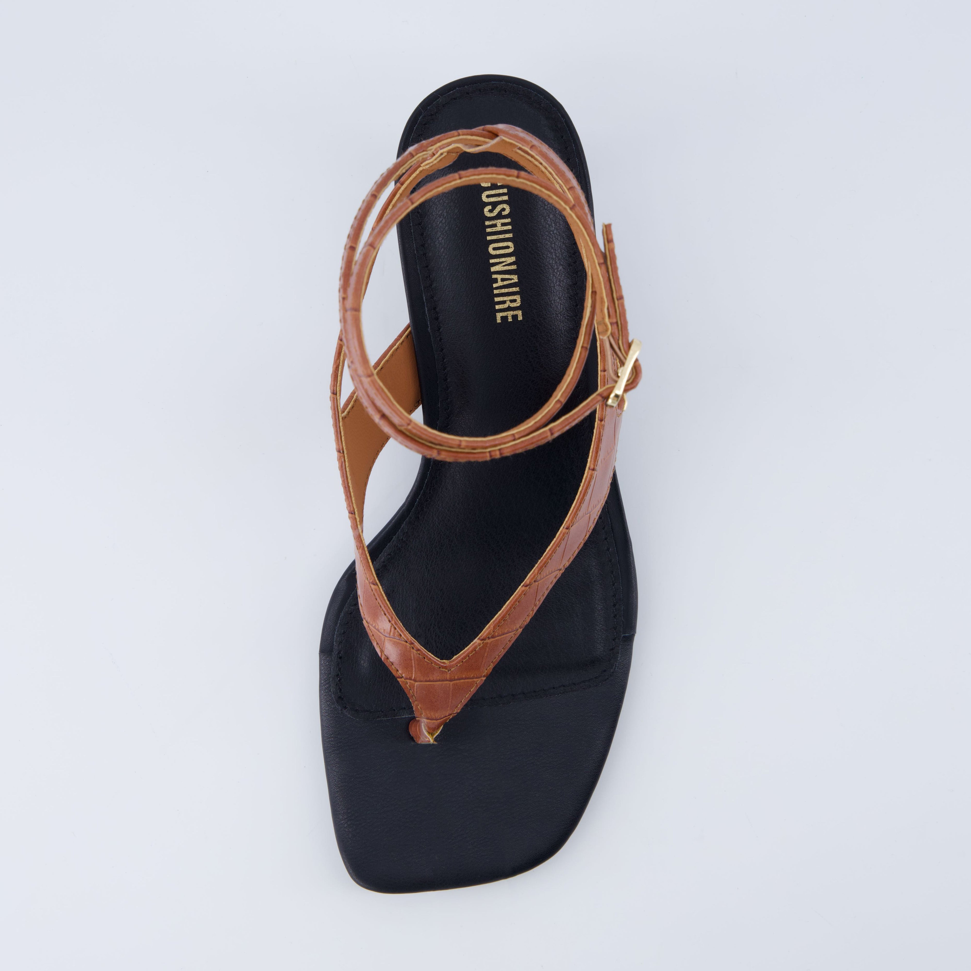 Martini Strappy Kitten Heel Sandal Cognac