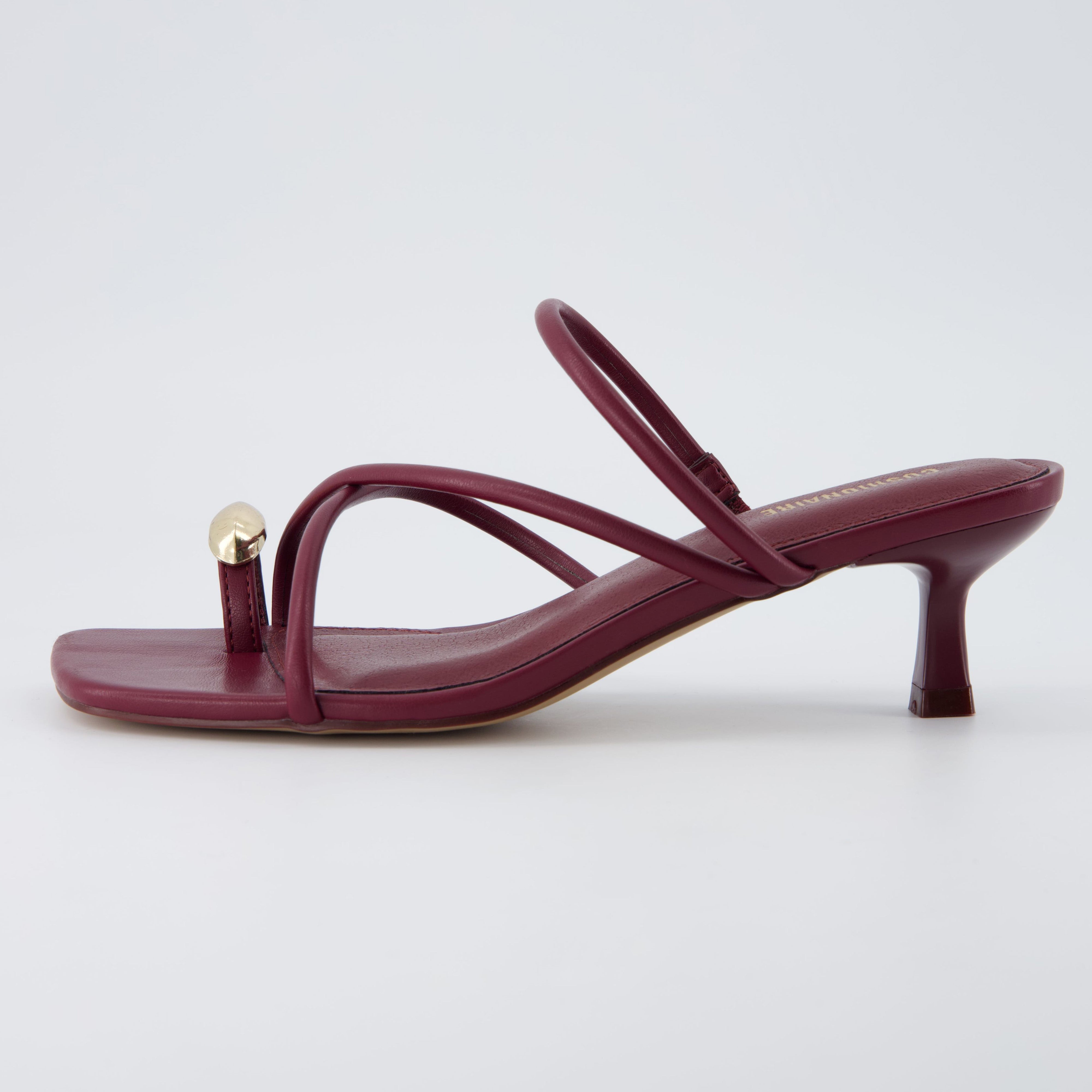 Maui Kitten Heel Sandals Burgundy