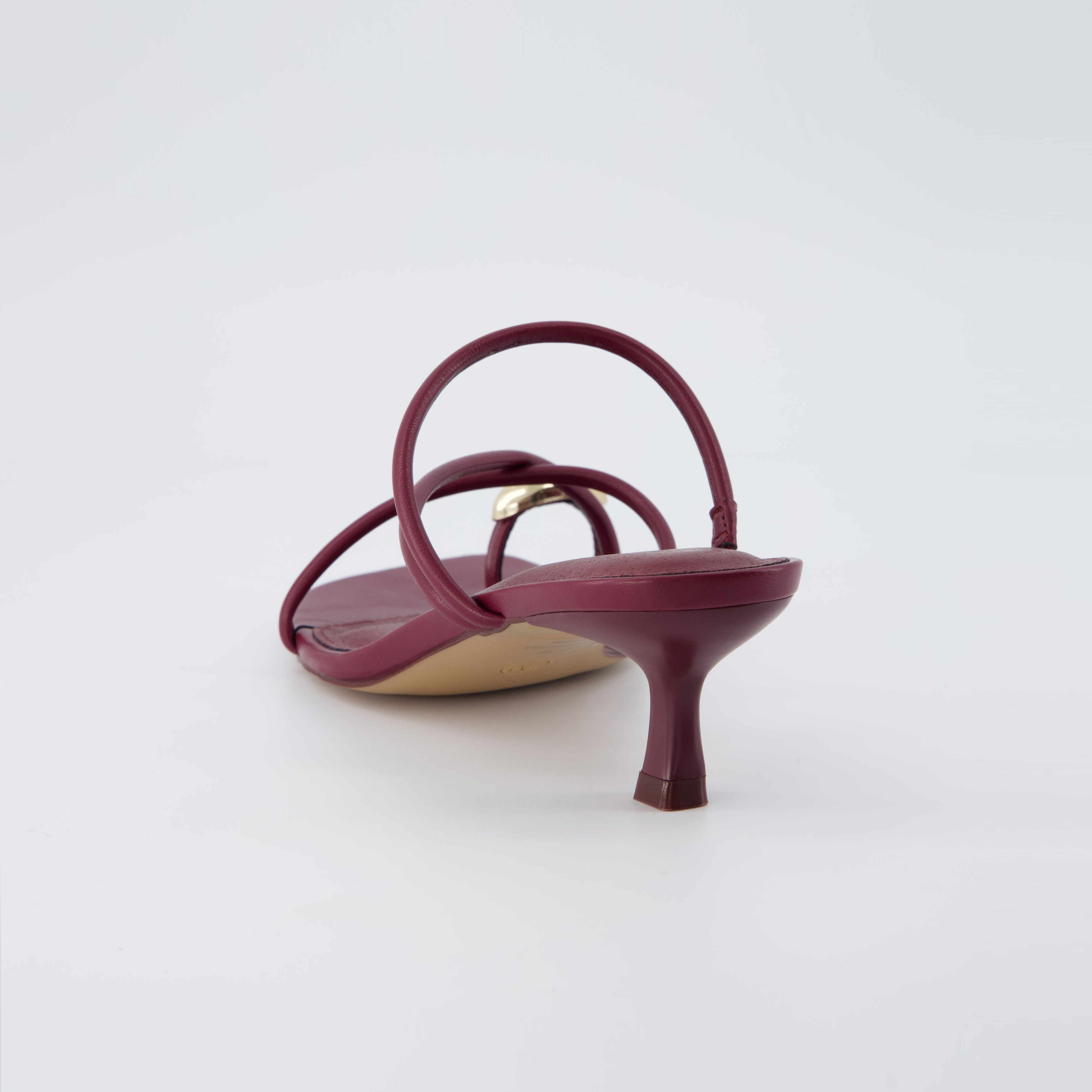 Maui Kitten Heel Sandals Burgundy