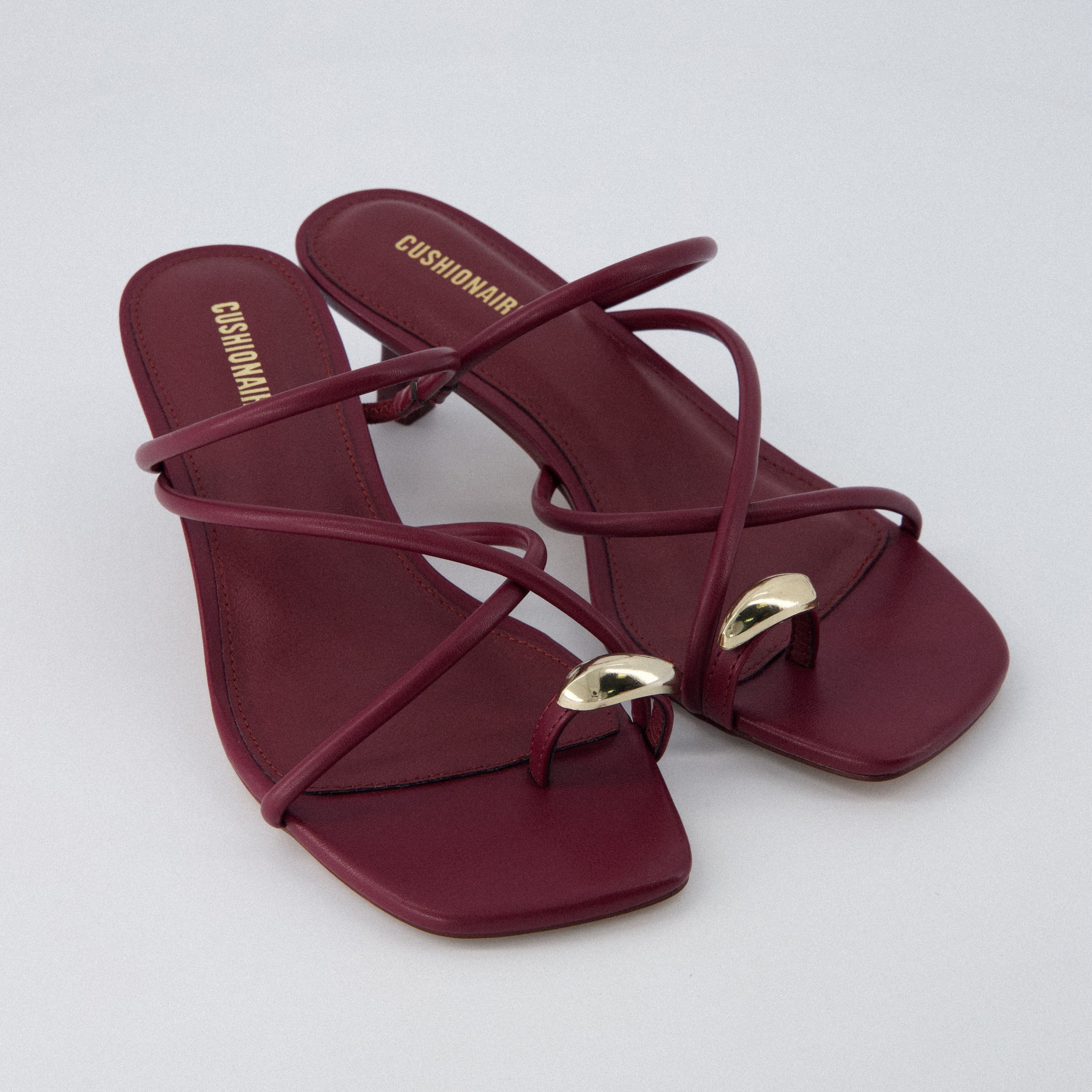 Maui Kitten Heel Sandals Burgundy