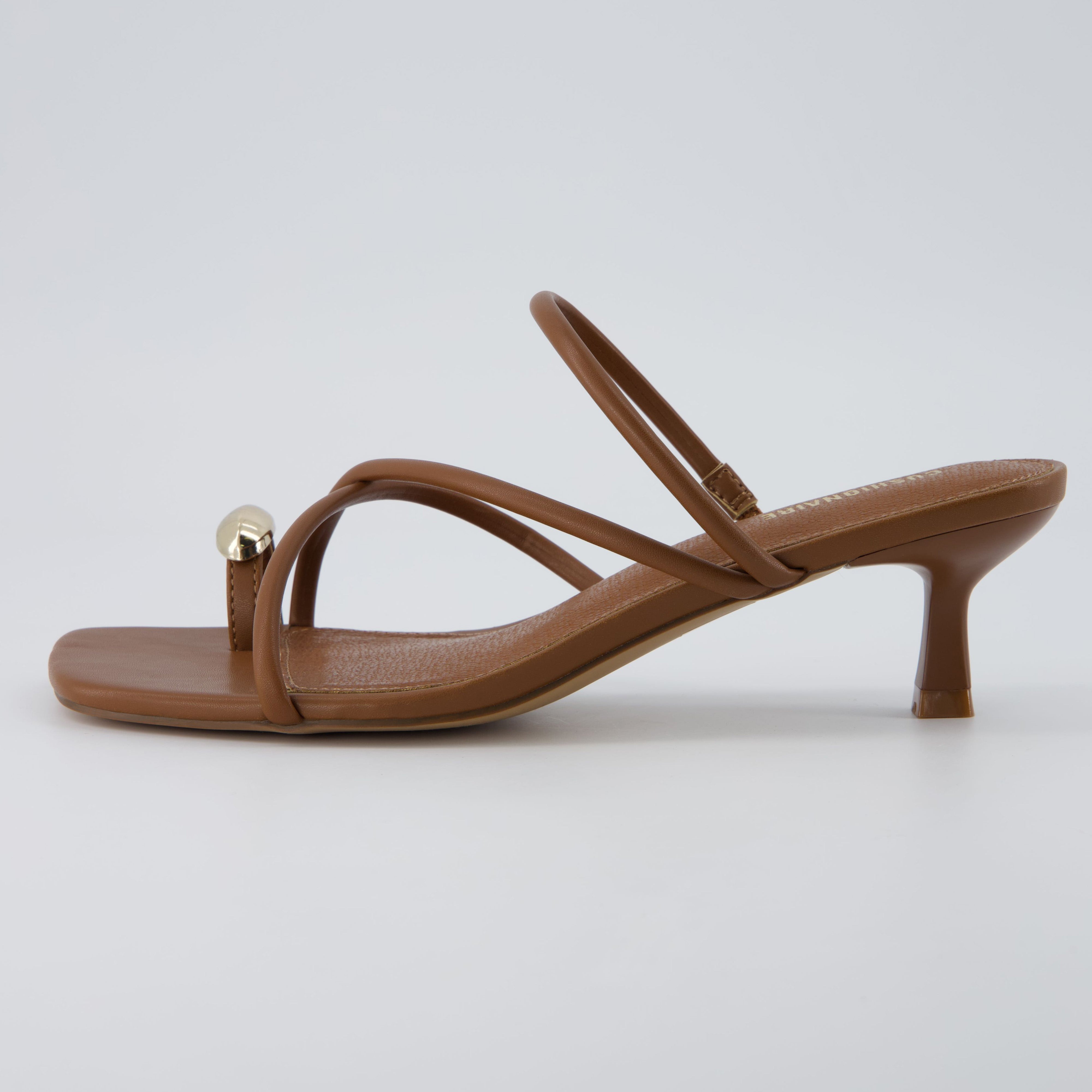 Maui Kitten Heel Sandals Cognac