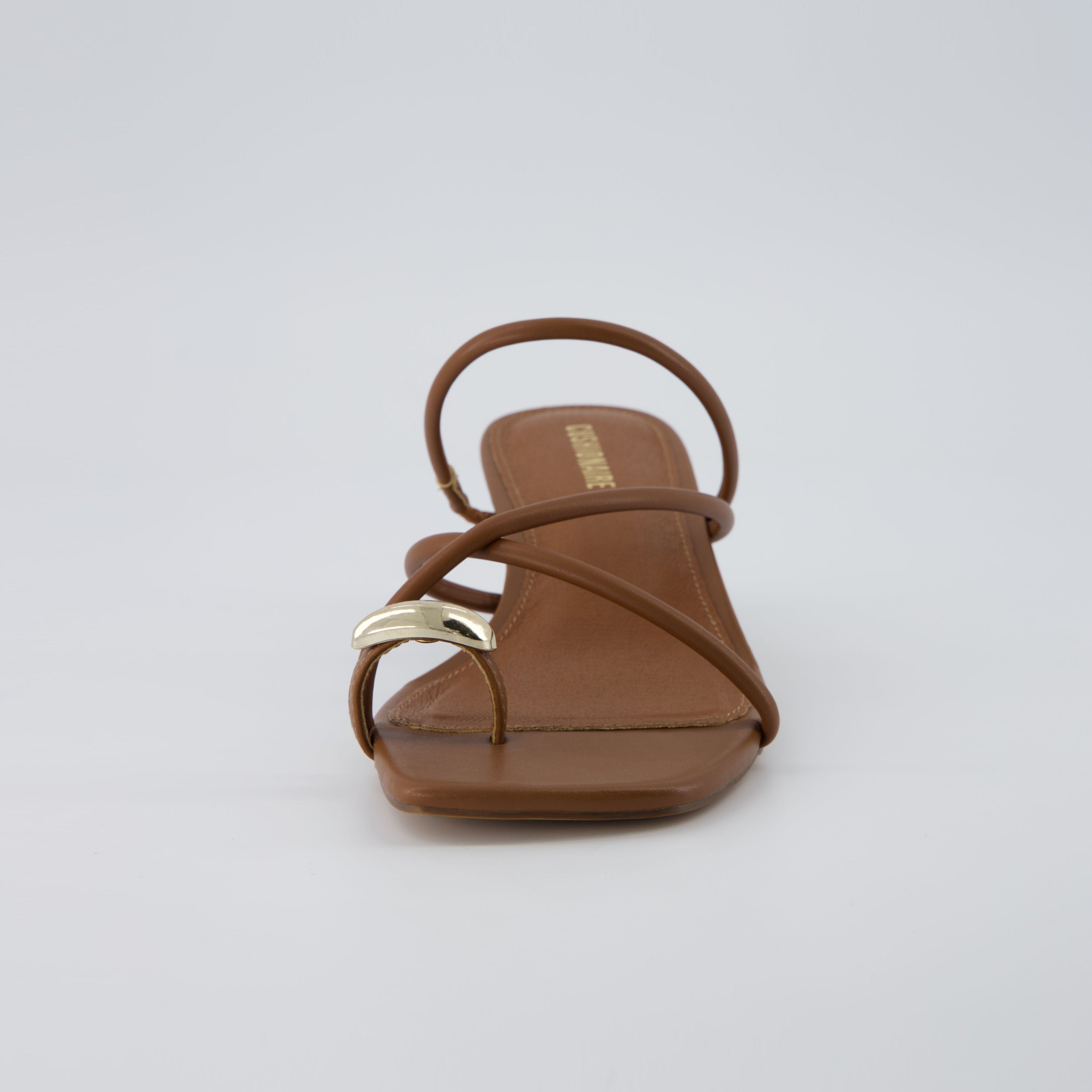 Maui Kitten Heel Sandals Cognac