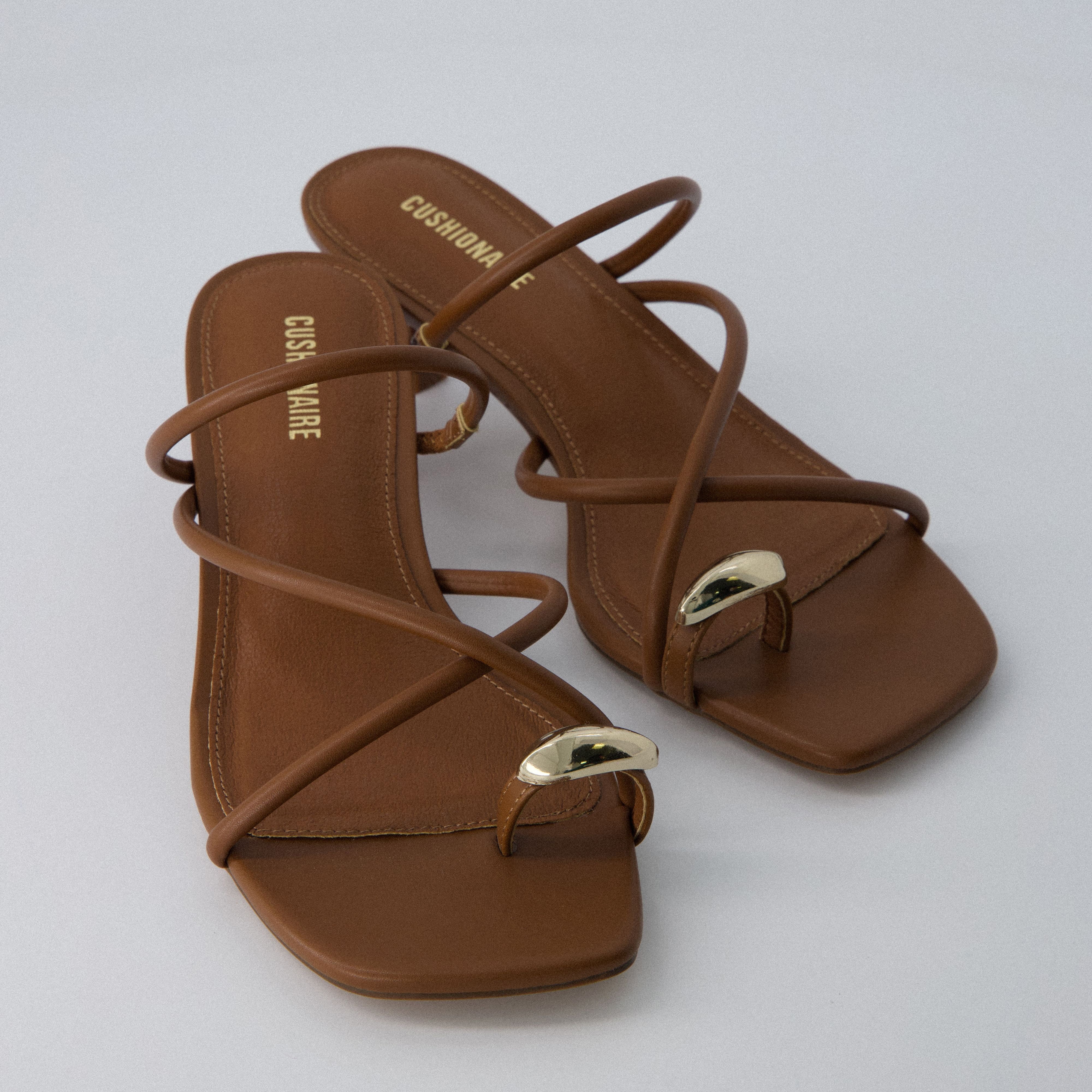 Maui Kitten Heel Sandals Cognac