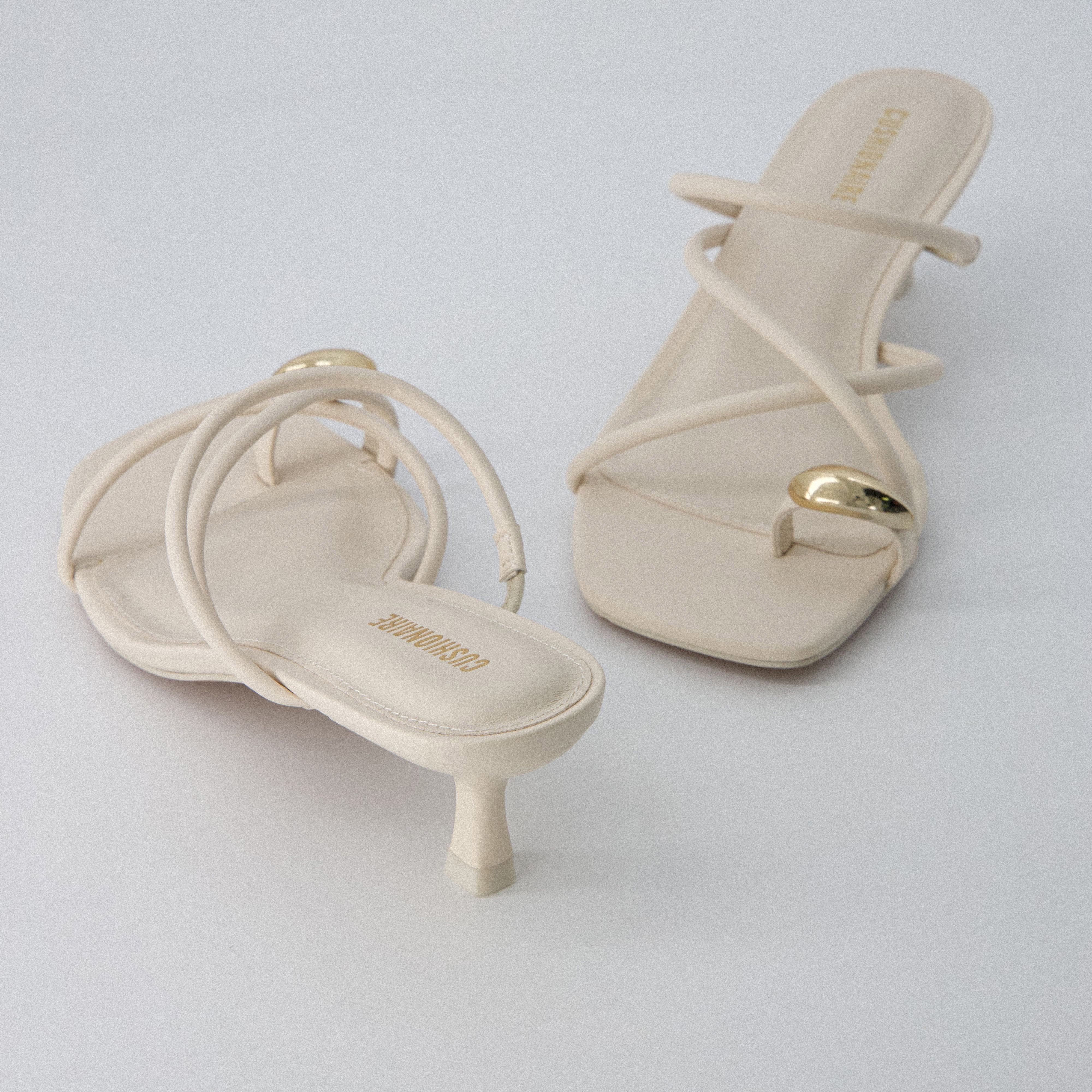 Maui Kitten Heel Sandals Cream