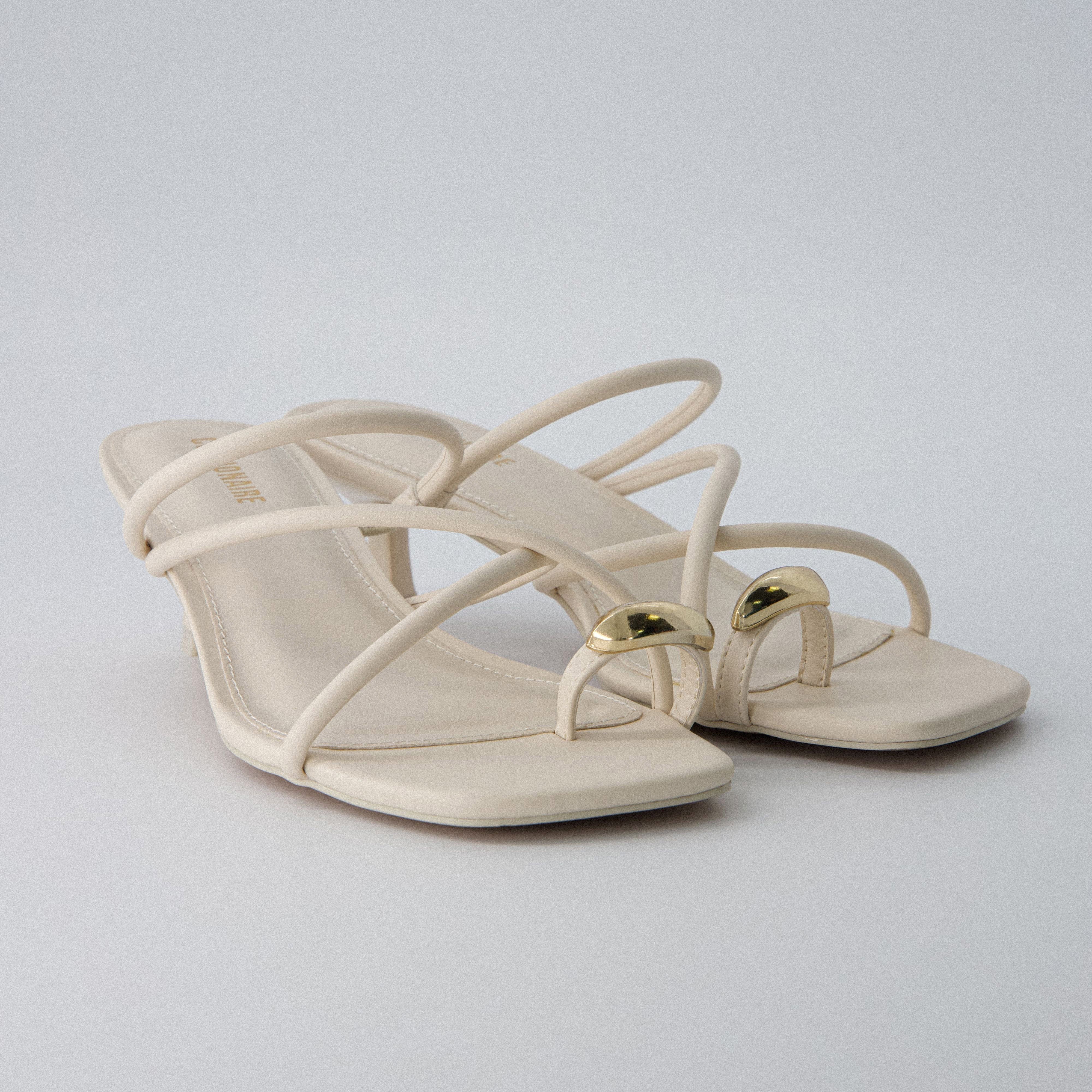Maui Kitten Heel Sandals Cream