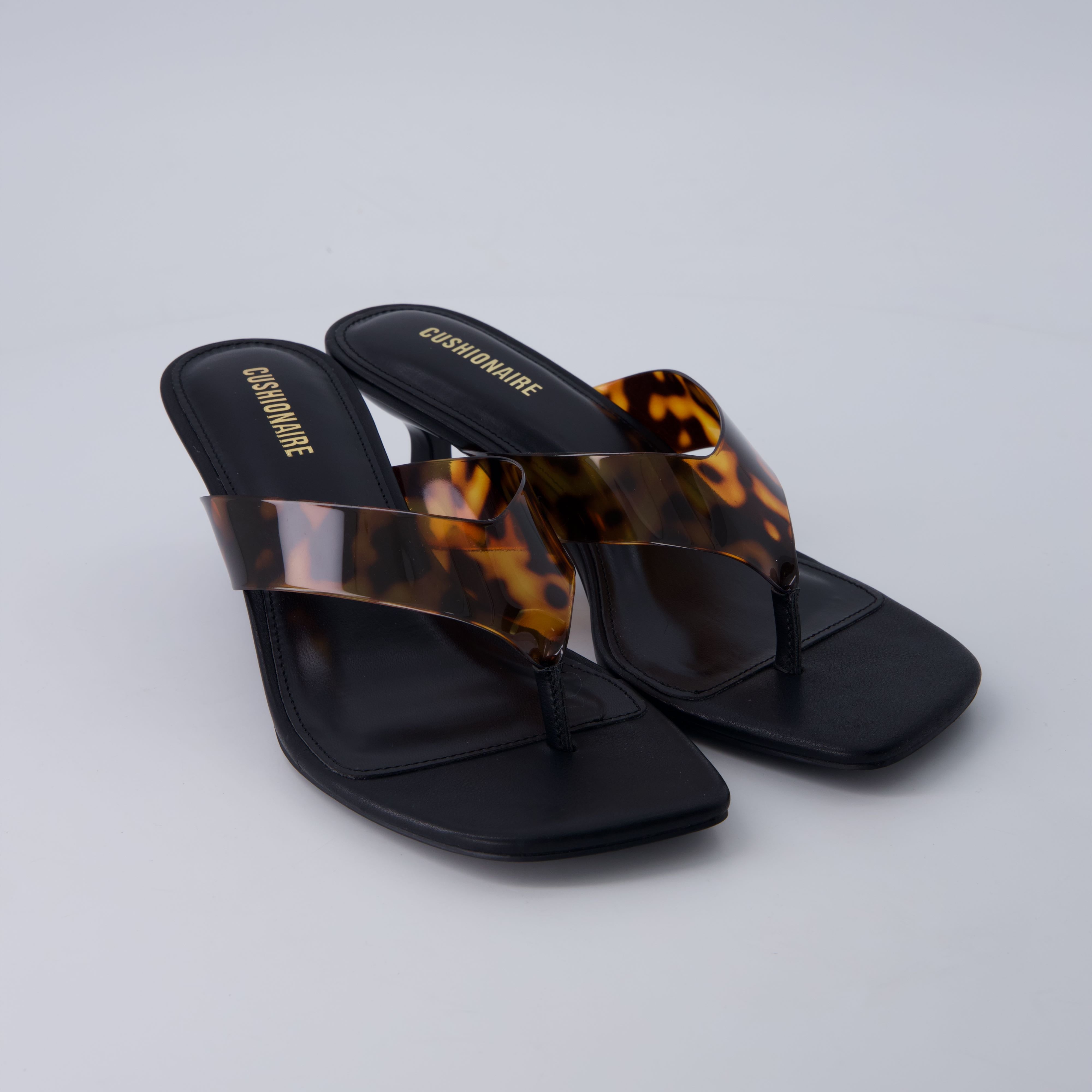 Mezzo Clear Strap Kitten Heels Tortoise