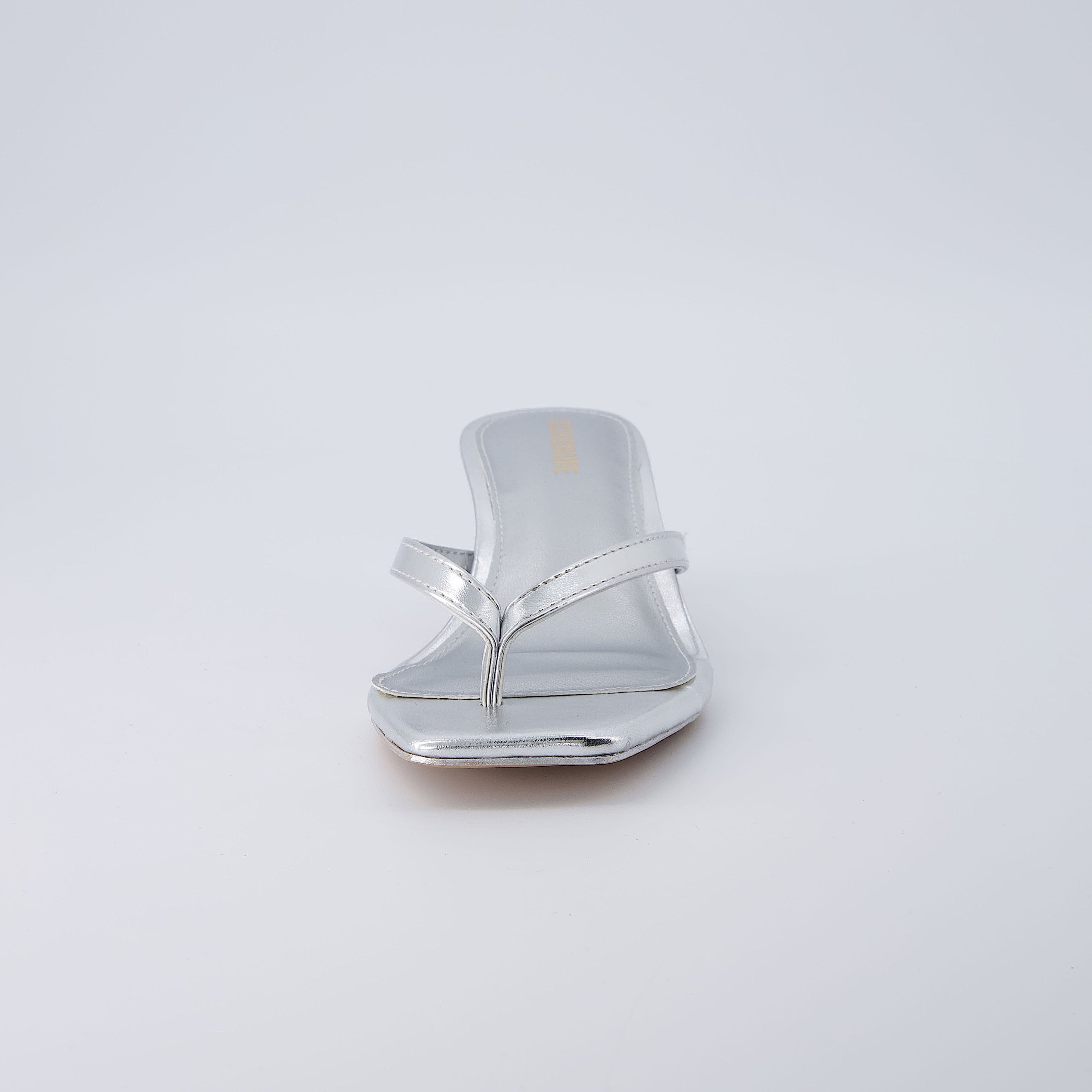 Miami Kitten Heel Sandals Silver