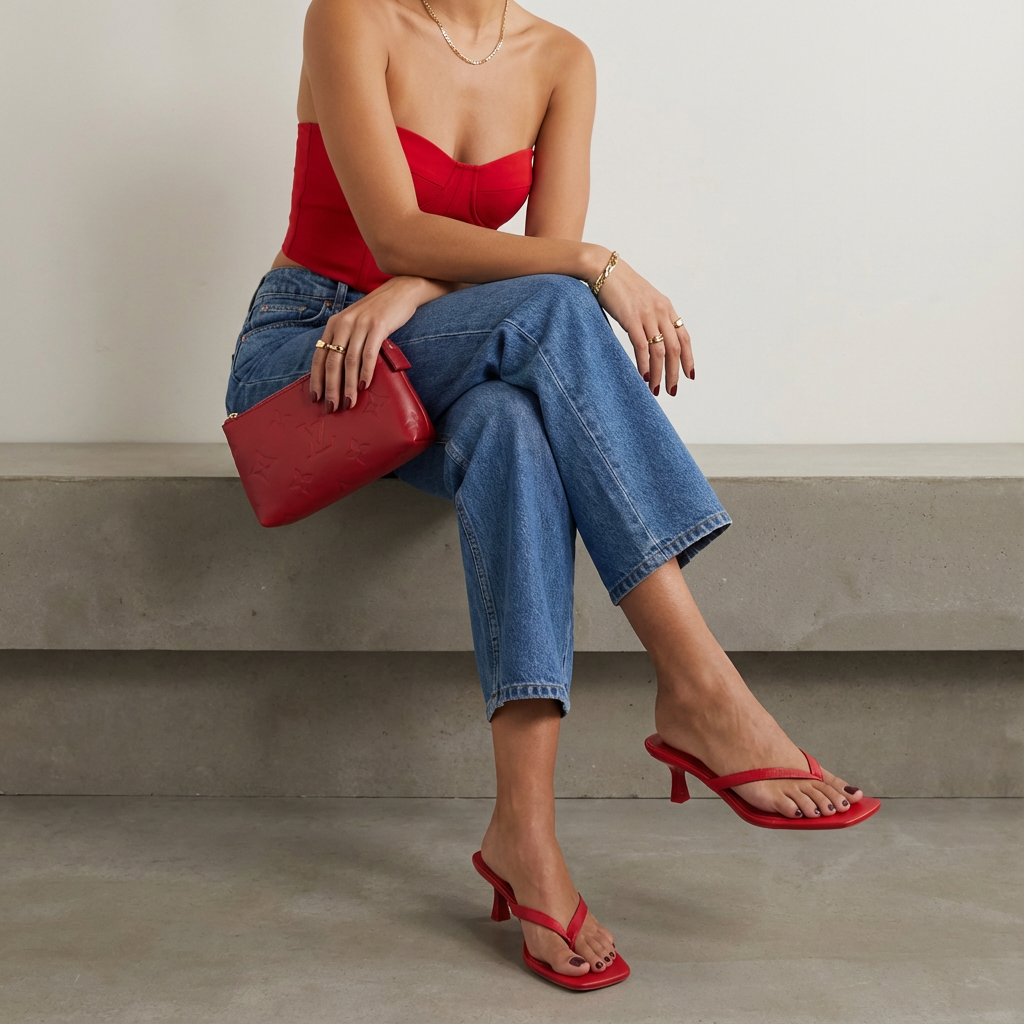 Miami Kitten Heel Sandals Red