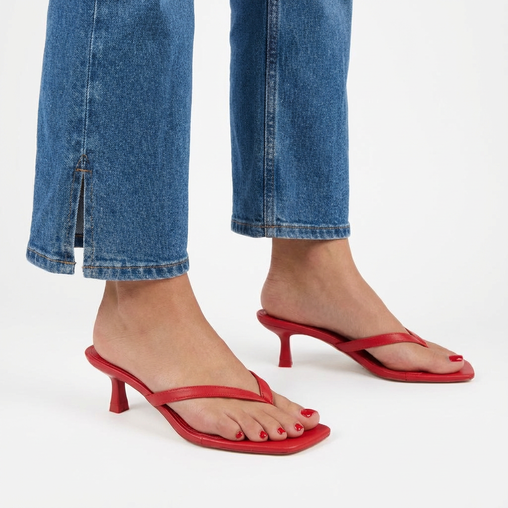Miami Kitten Heel Sandals Red