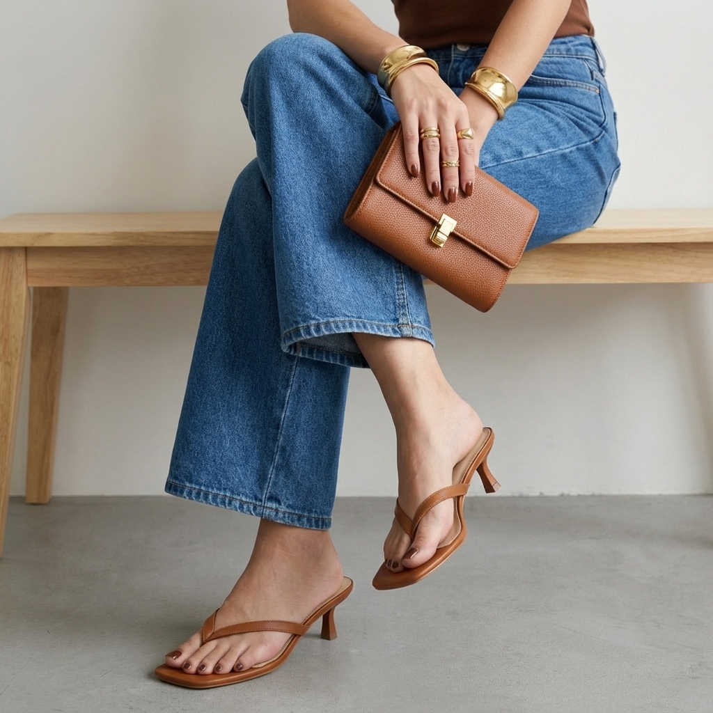 Miami Kitten Heel Sandals Whiskey