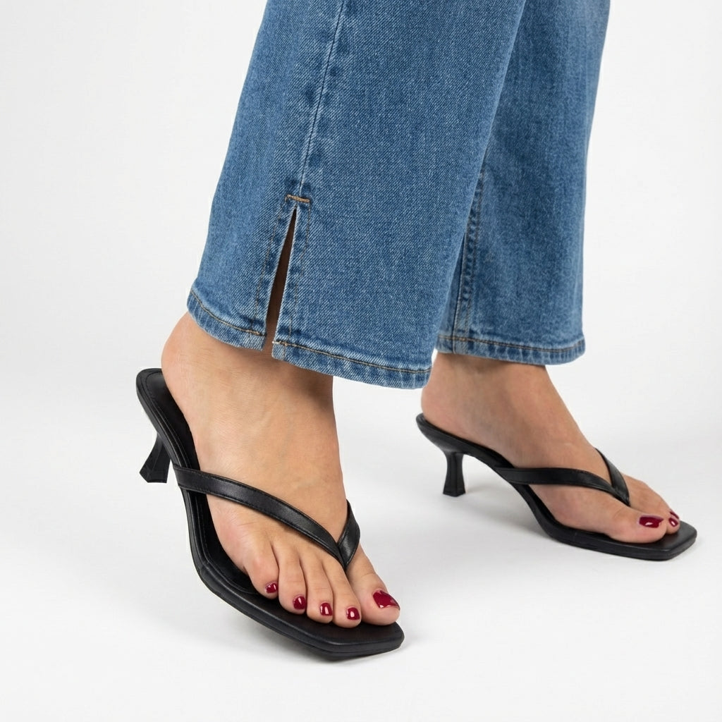 Miami Kitten Heel Sandals Black