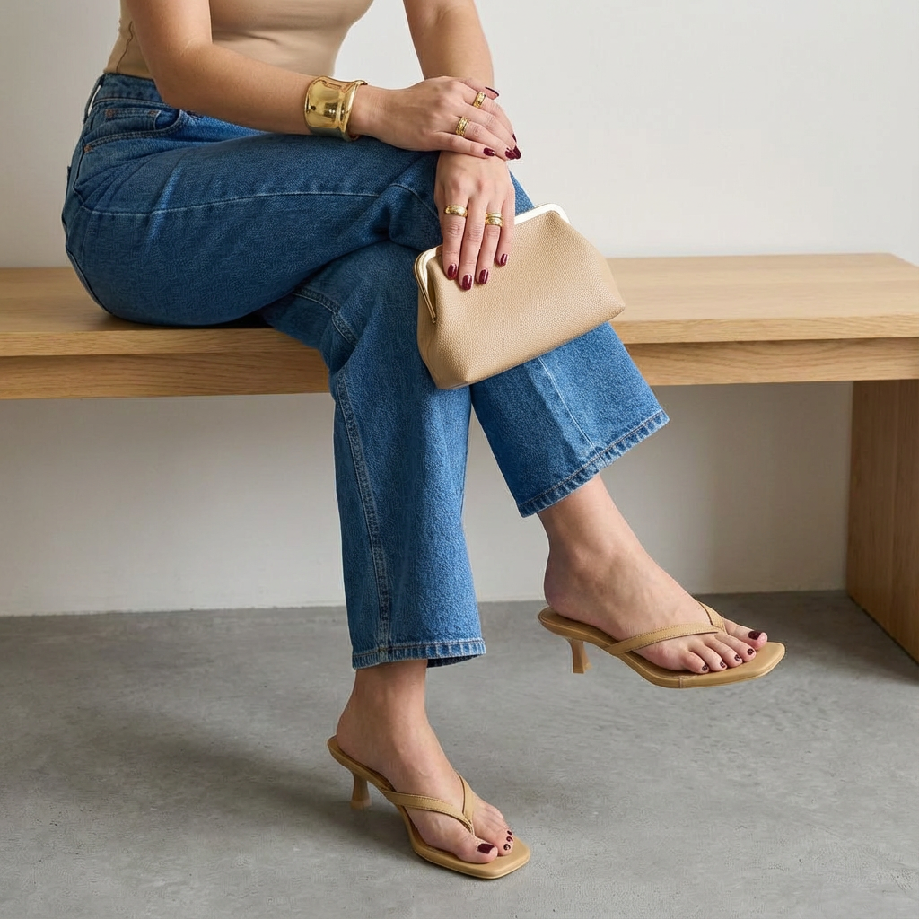 Miami Kitten Heel Sandals Gold