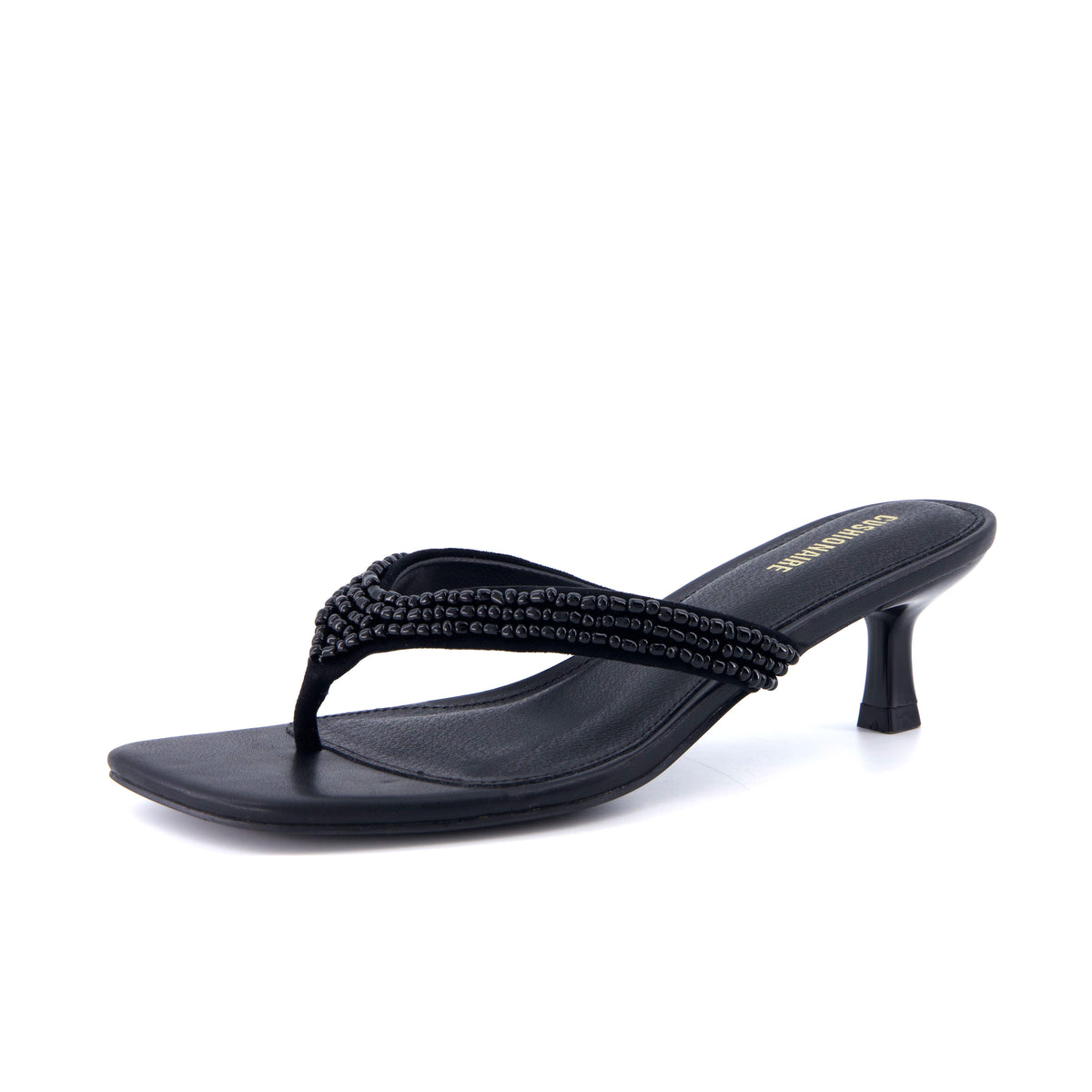Mila Beaded Kitten Heels Black Medium