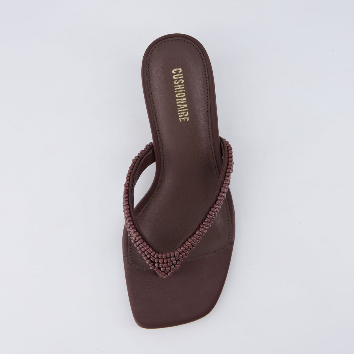 Mila Beaded Kitten Heels Chocolate Medium