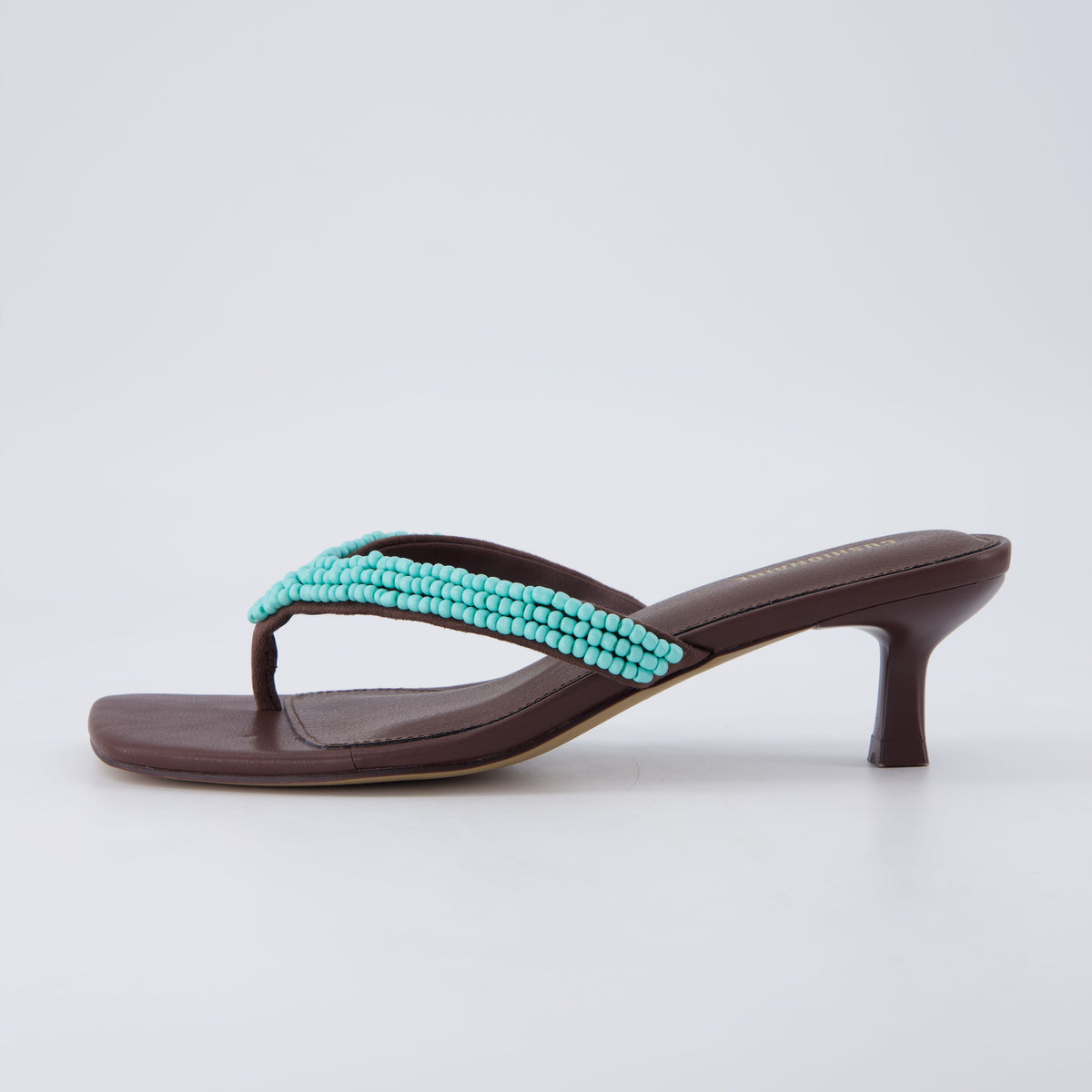 Mila Beaded Kitten Heels Turquoise Medium