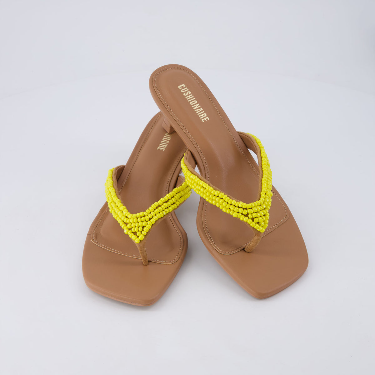 Mila Beaded Kitten Heels Yellow Medium