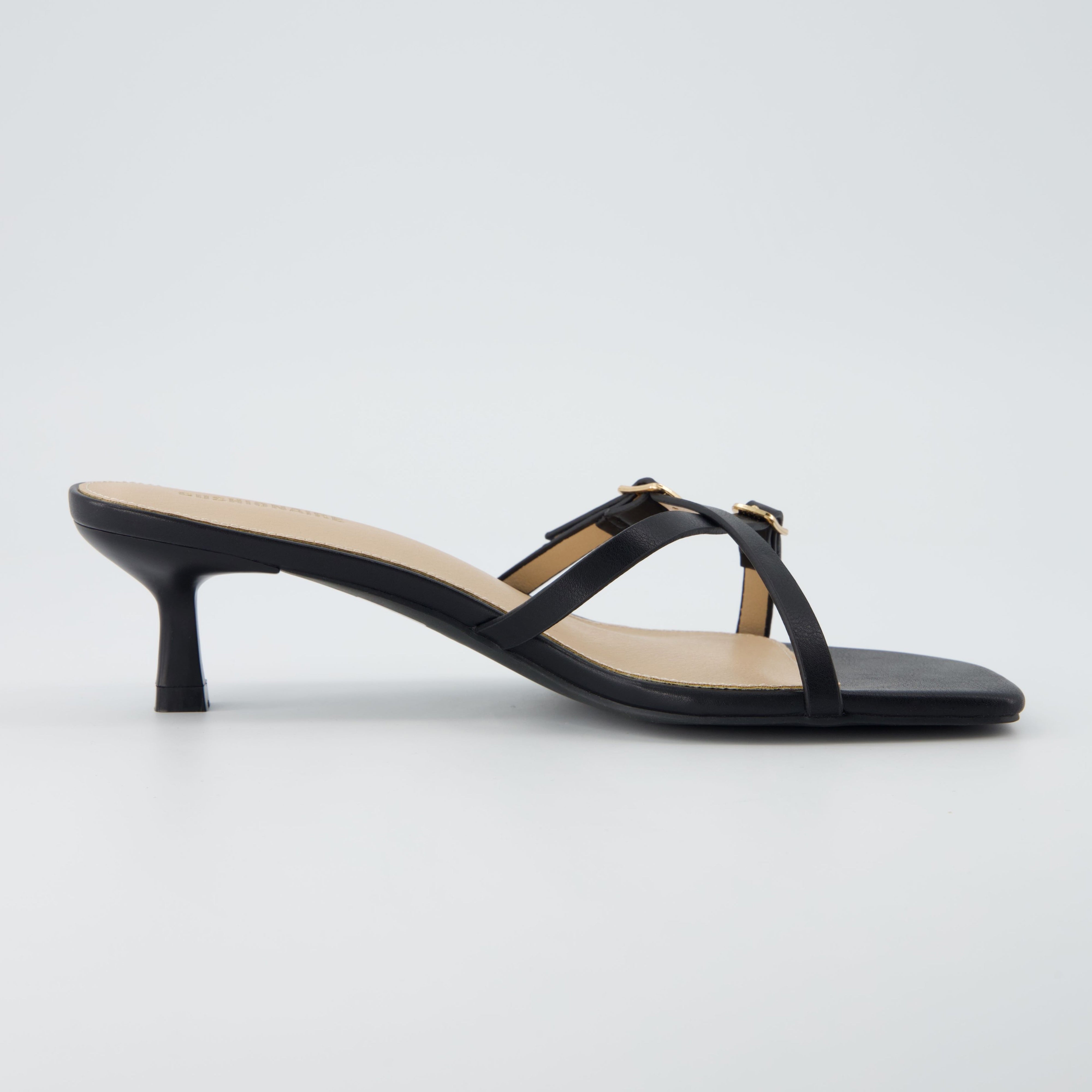 Milan Kitten Heel Sandals Black
