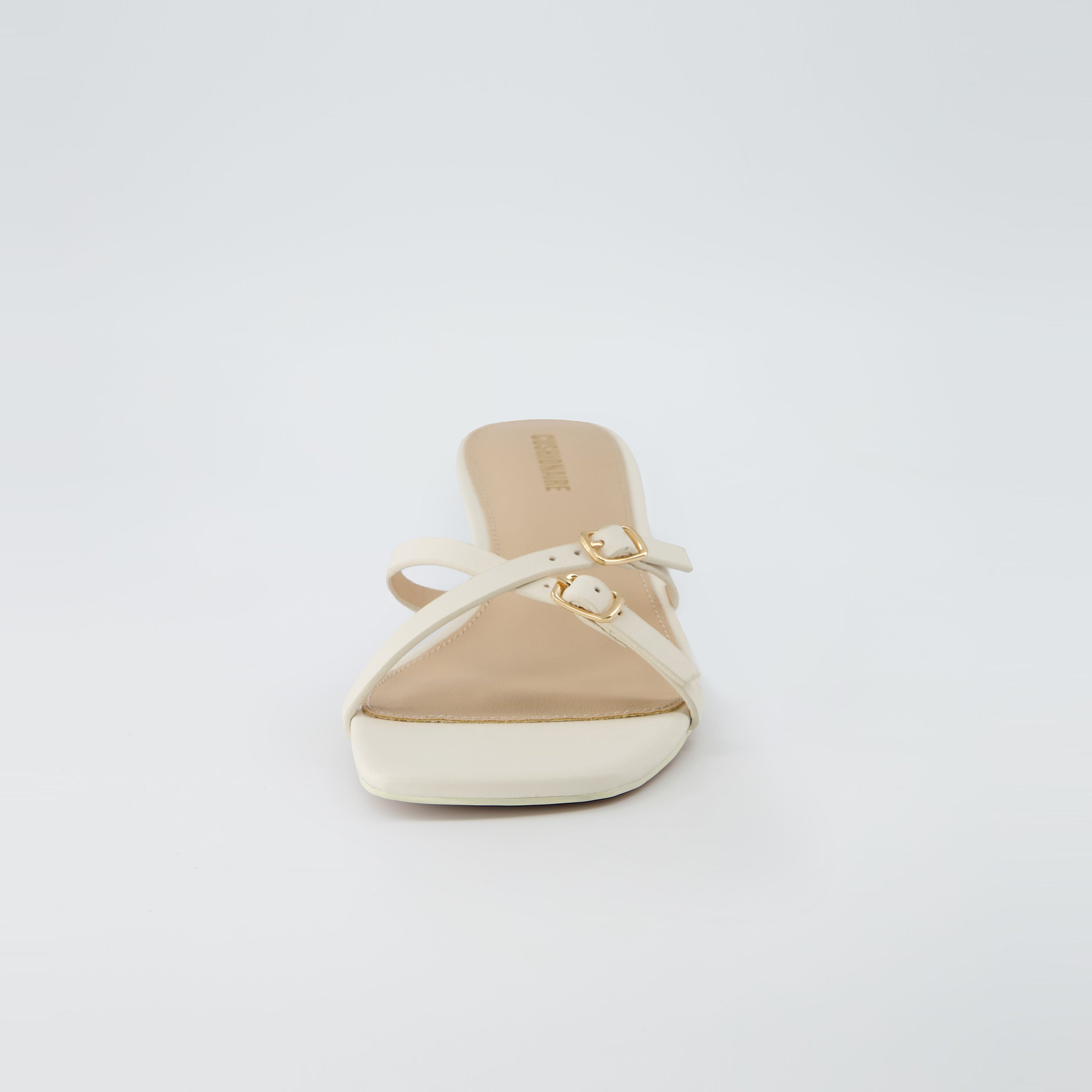 Milan Kitten Heel Sandals Cream