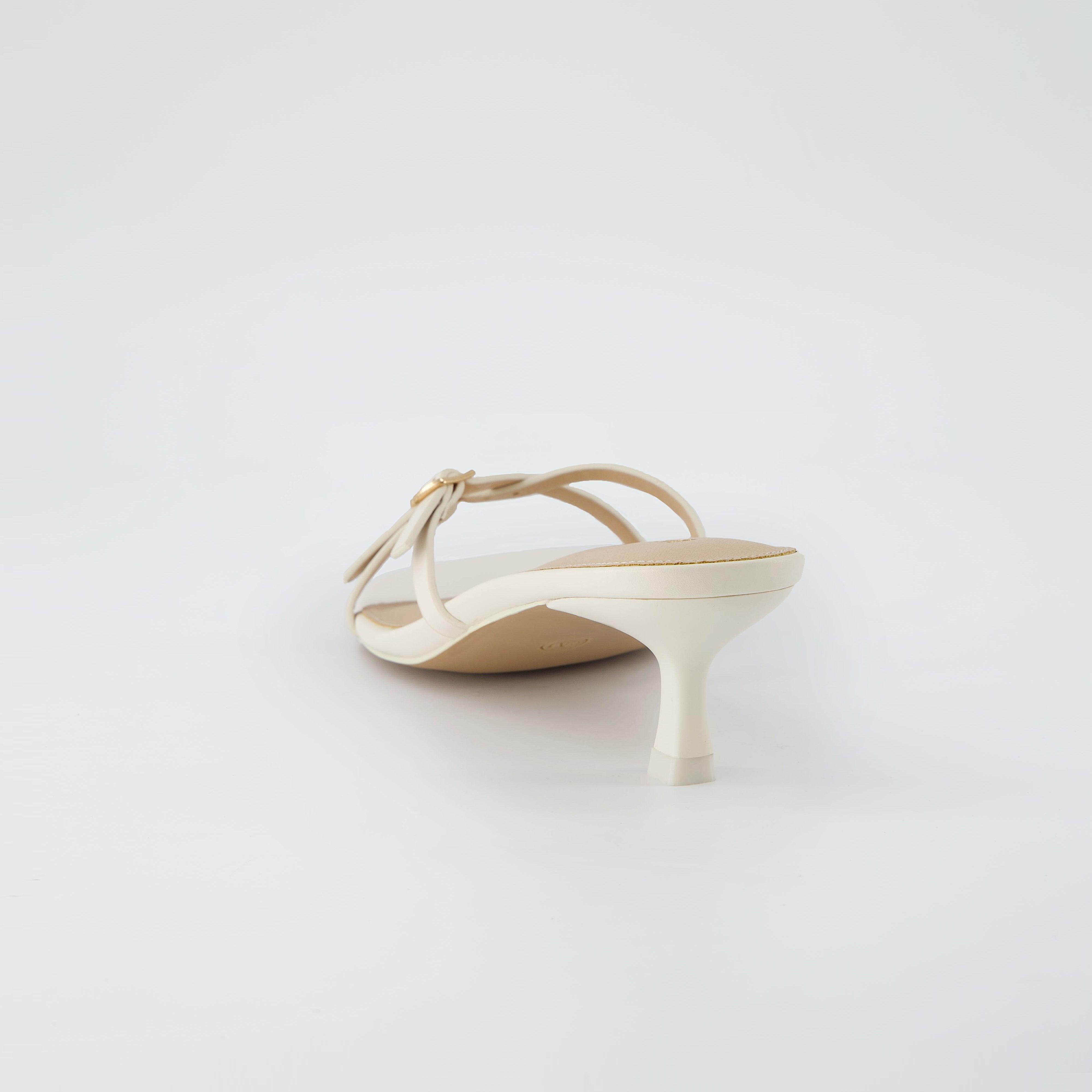 Milan Kitten Heel Sandals Cream