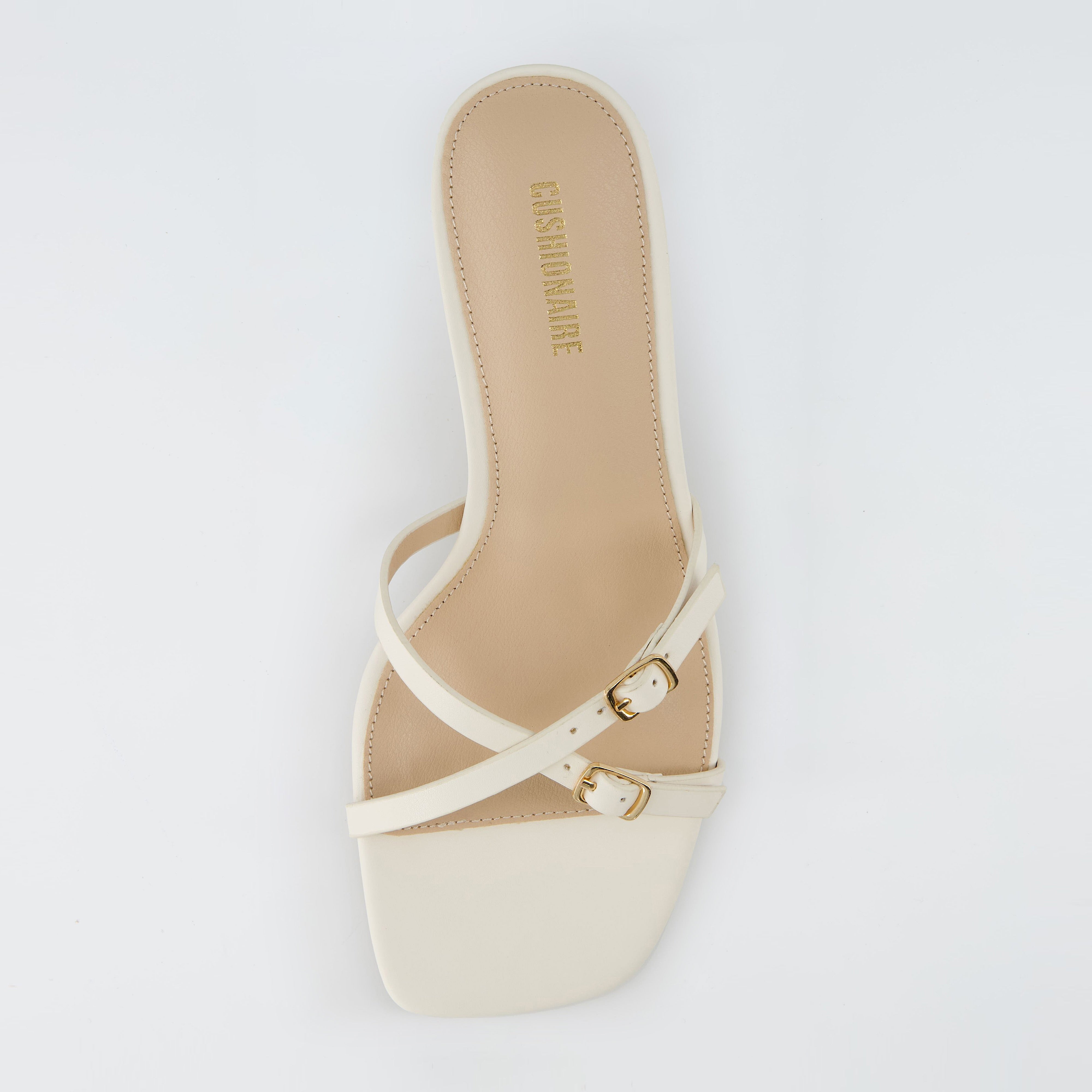 Milan Kitten Heel Sandals Cream
