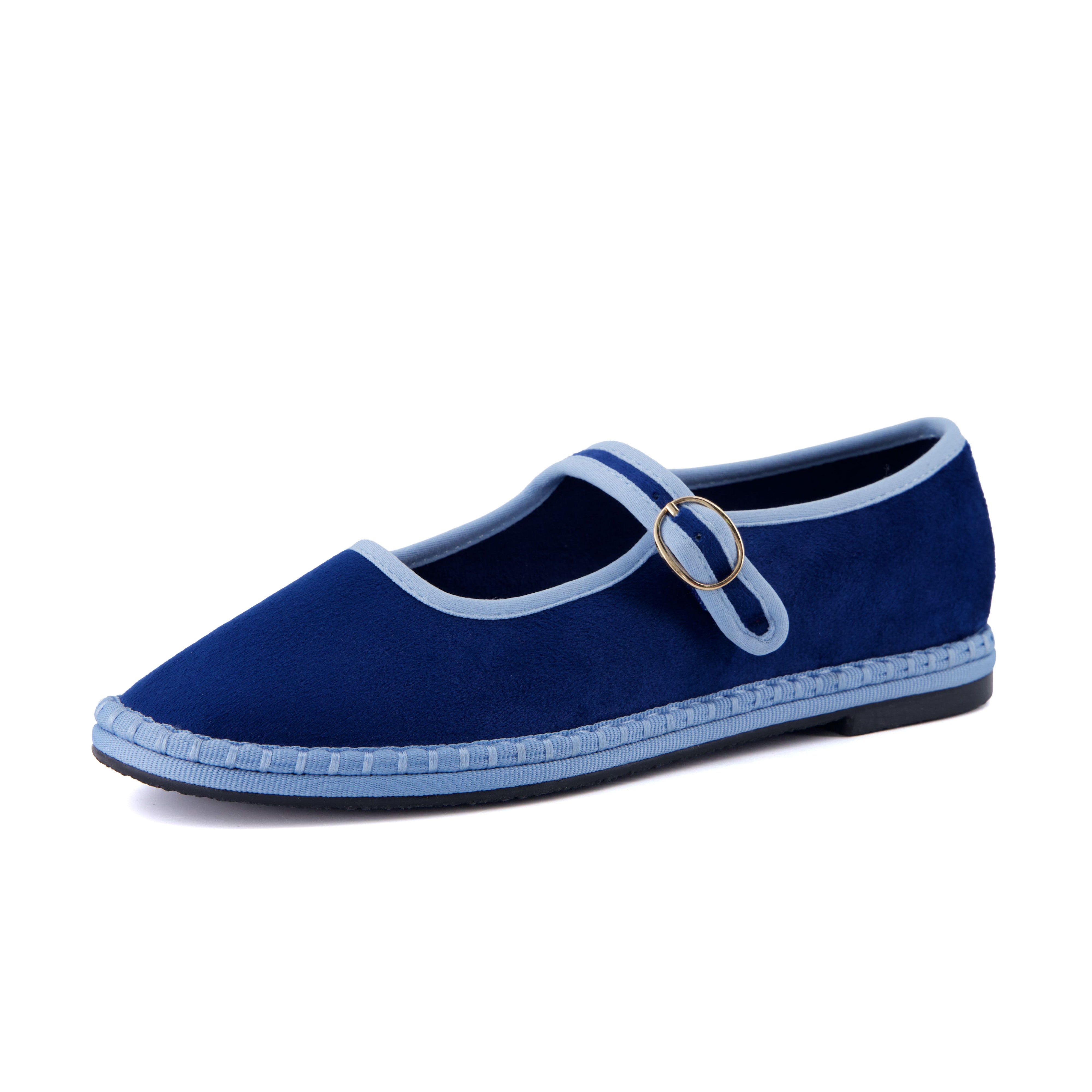 Missy Mary Jane Ballet Flats Blue Blue Fabric Medium