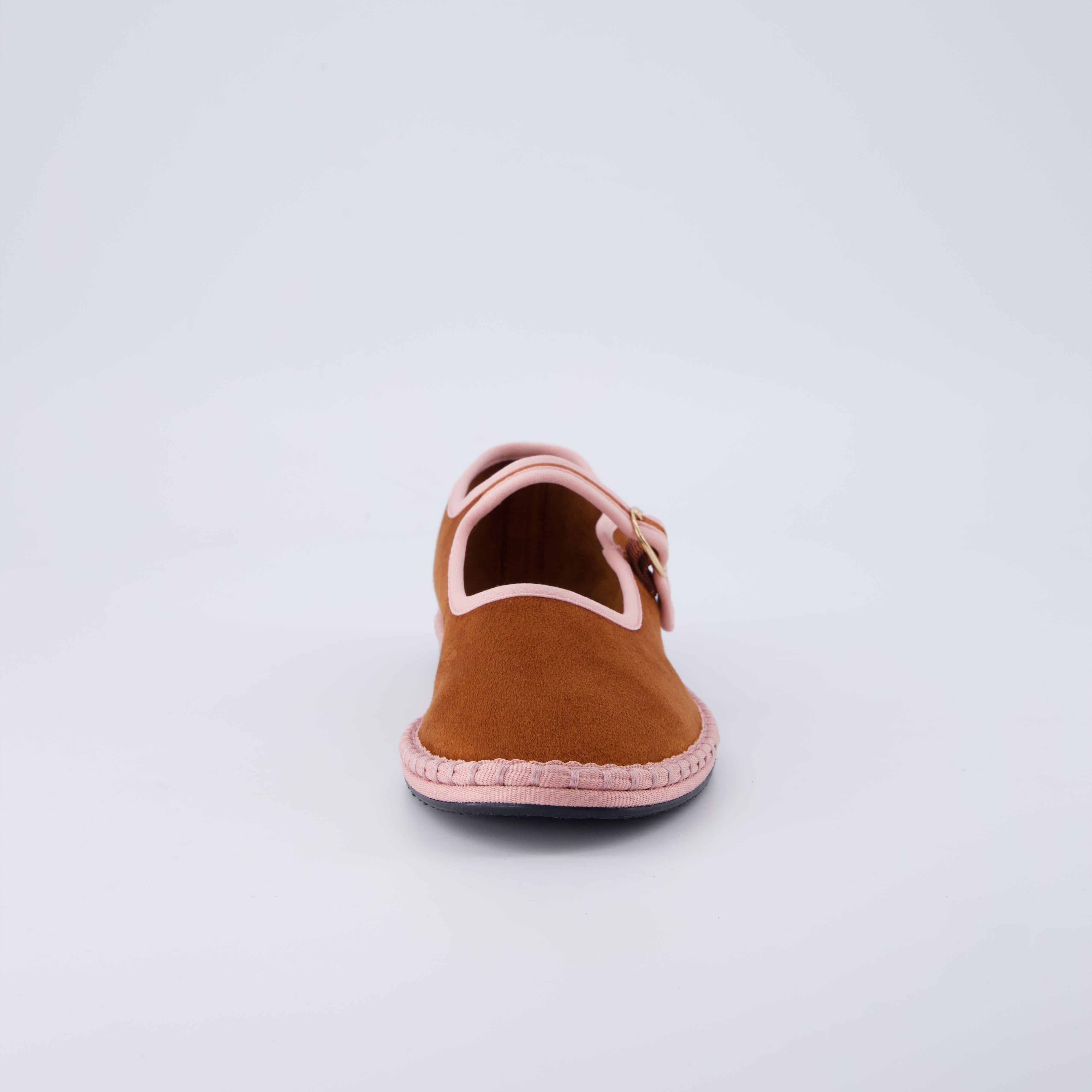 Missy Mary Jane Ballet Flats Brown Pink Fabric Medium