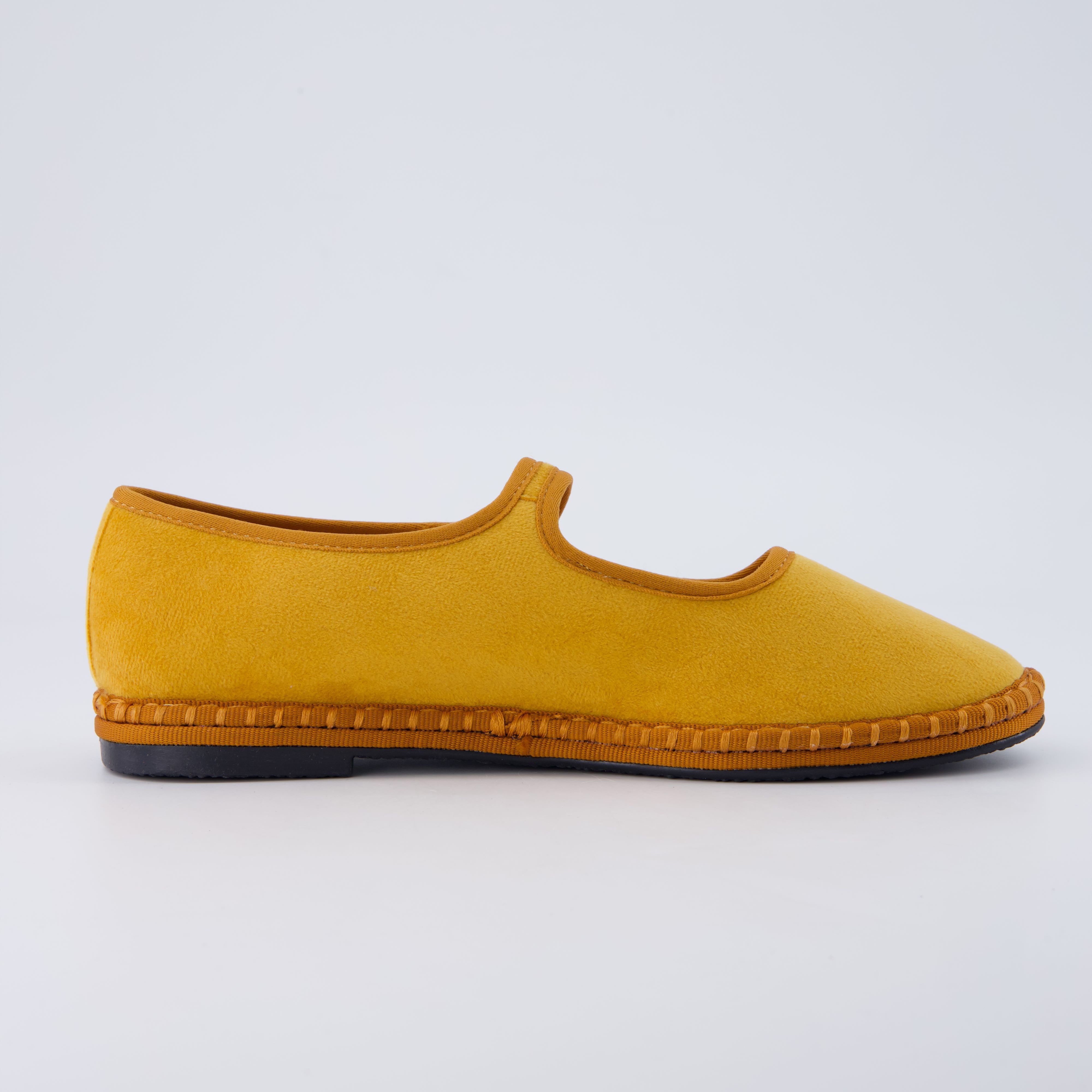 Missy Mary Jane Ballet Flats Mustard Brown Fabric Medium