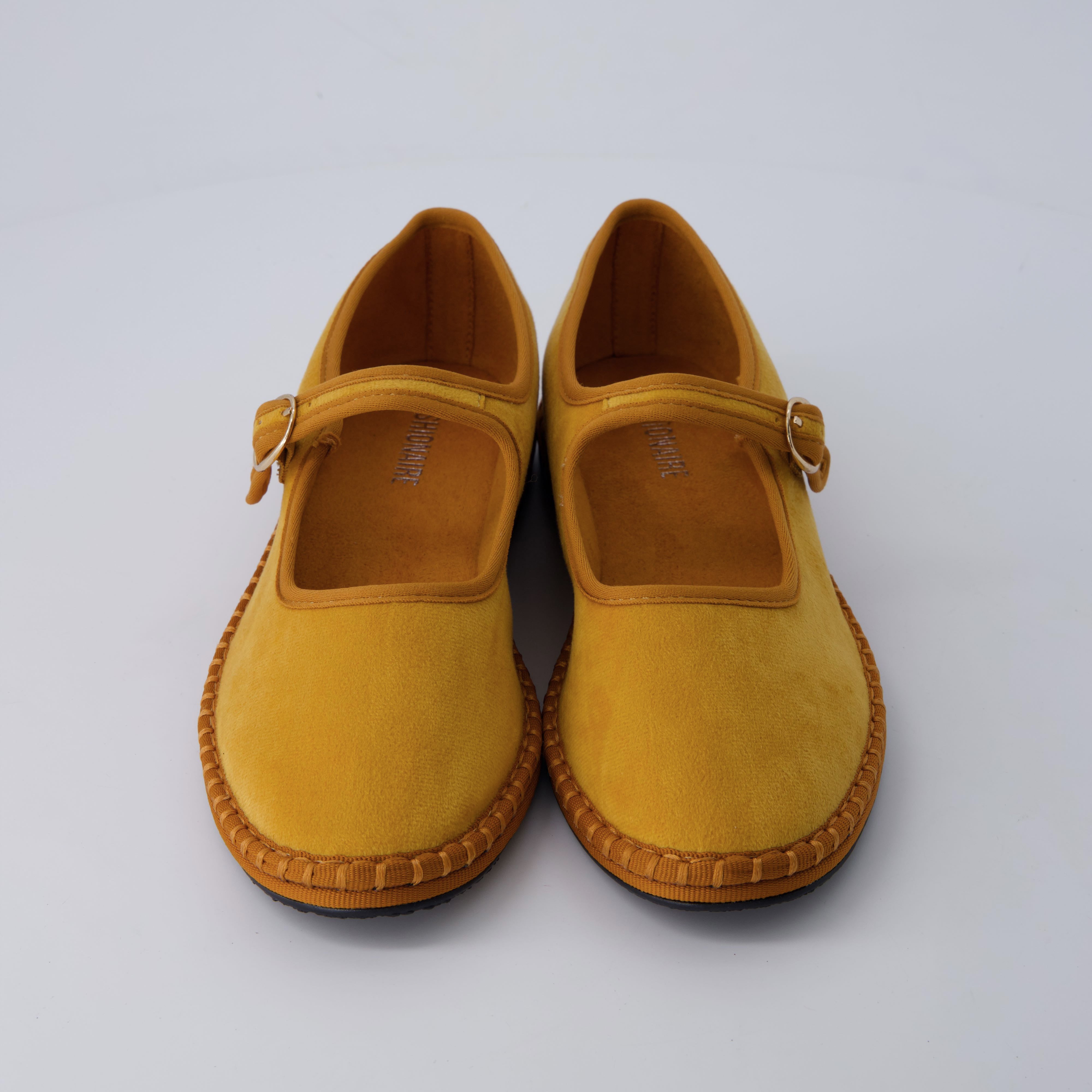 Missy Mary Jane Ballet Flats Mustard Brown Fabric Medium
