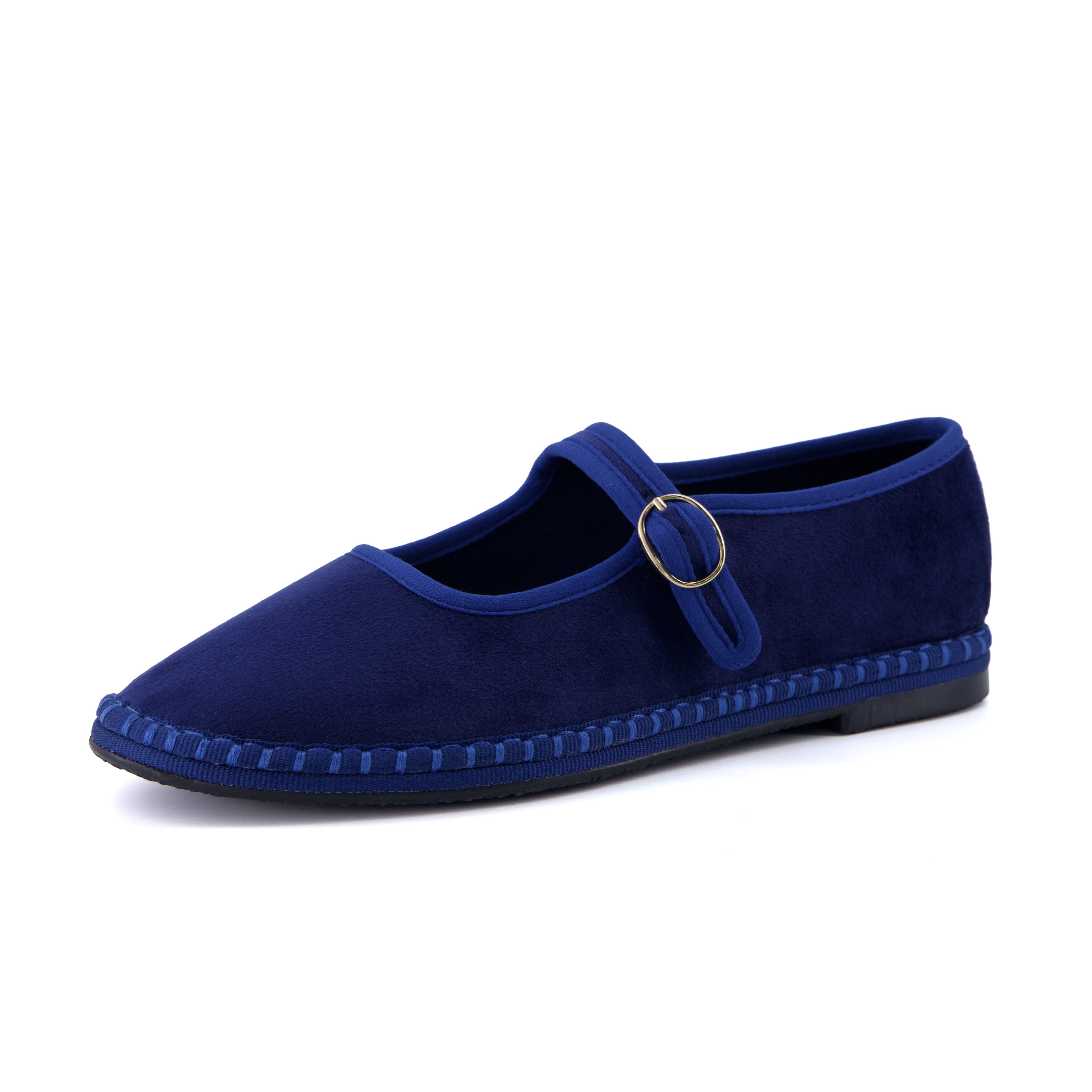 Missy Mary Jane Ballet Flats Navy Blue Fabric Medium