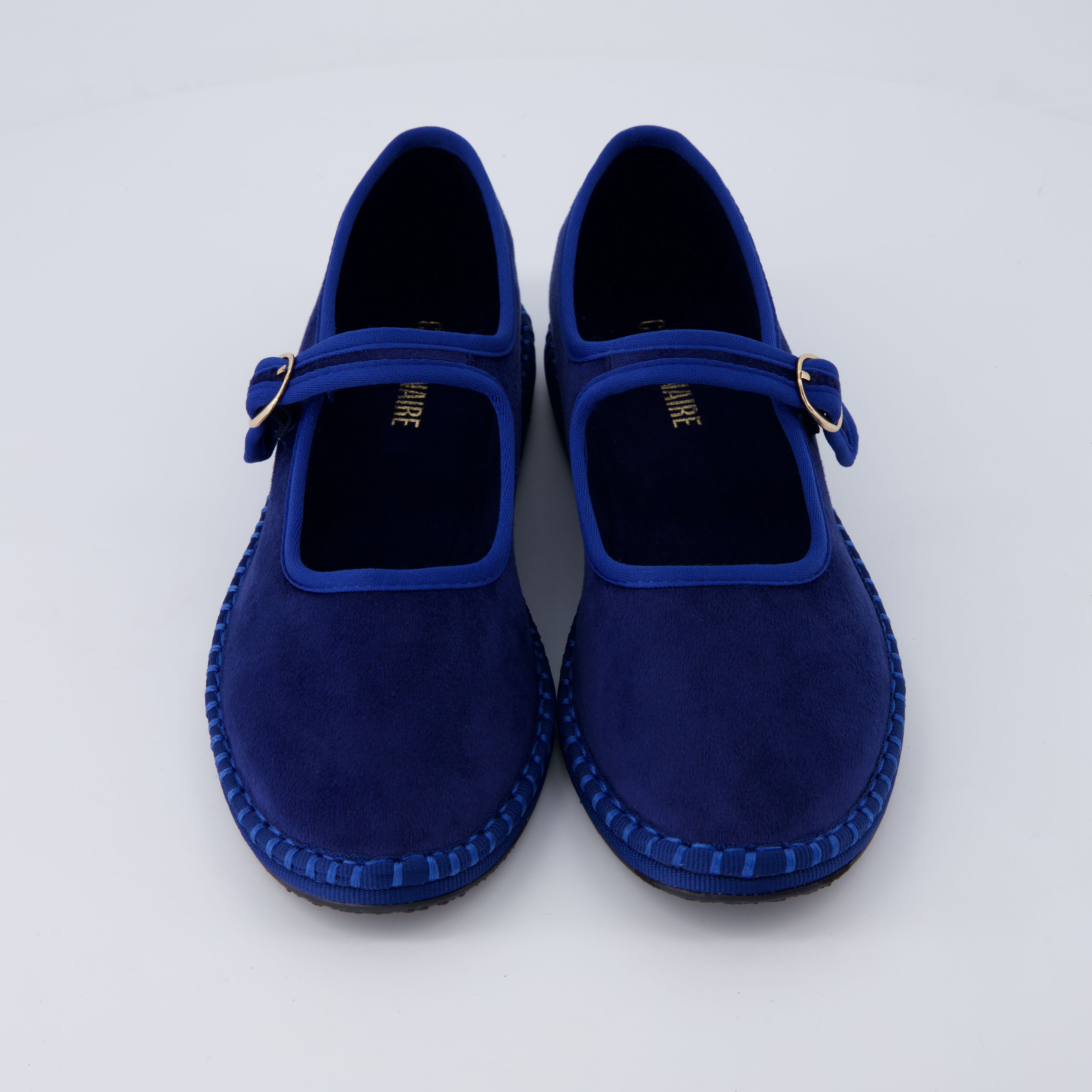 Missy Mary Jane Ballet Flats Navy Blue Fabric Medium