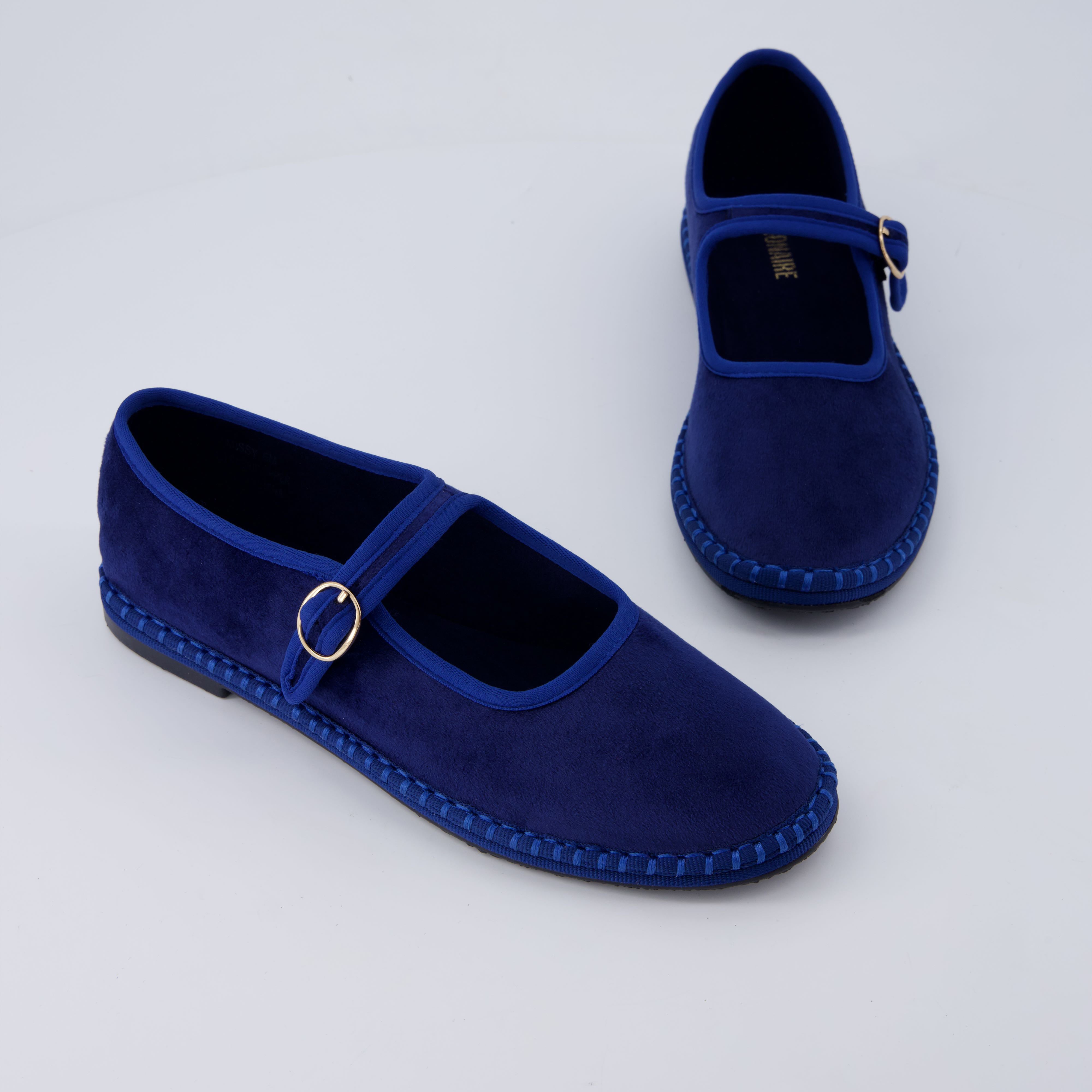 Missy Mary Jane Ballet Flats Navy Blue Fabric Medium