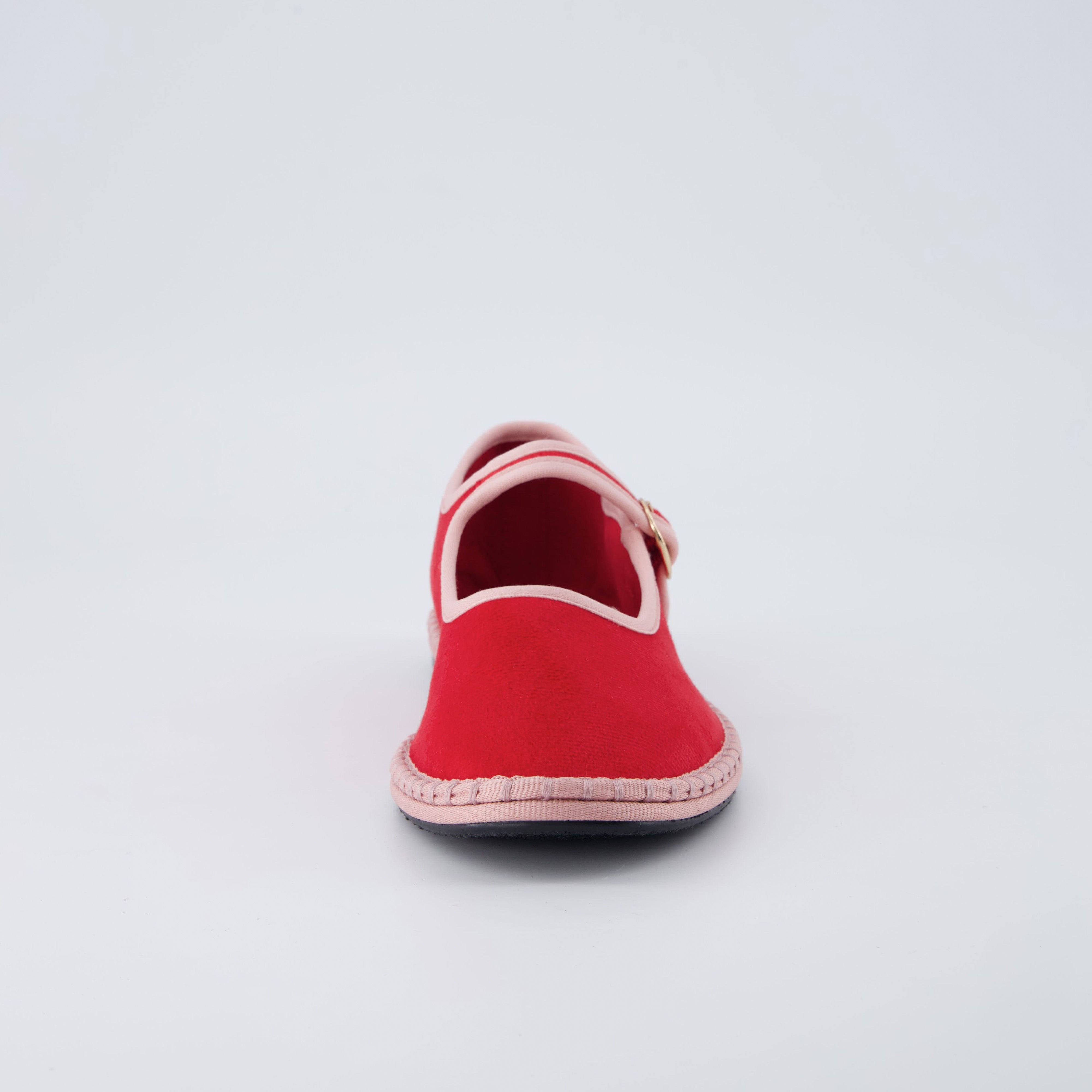 Missy Mary Jane Ballet Flats Red Pink Fabric Medium