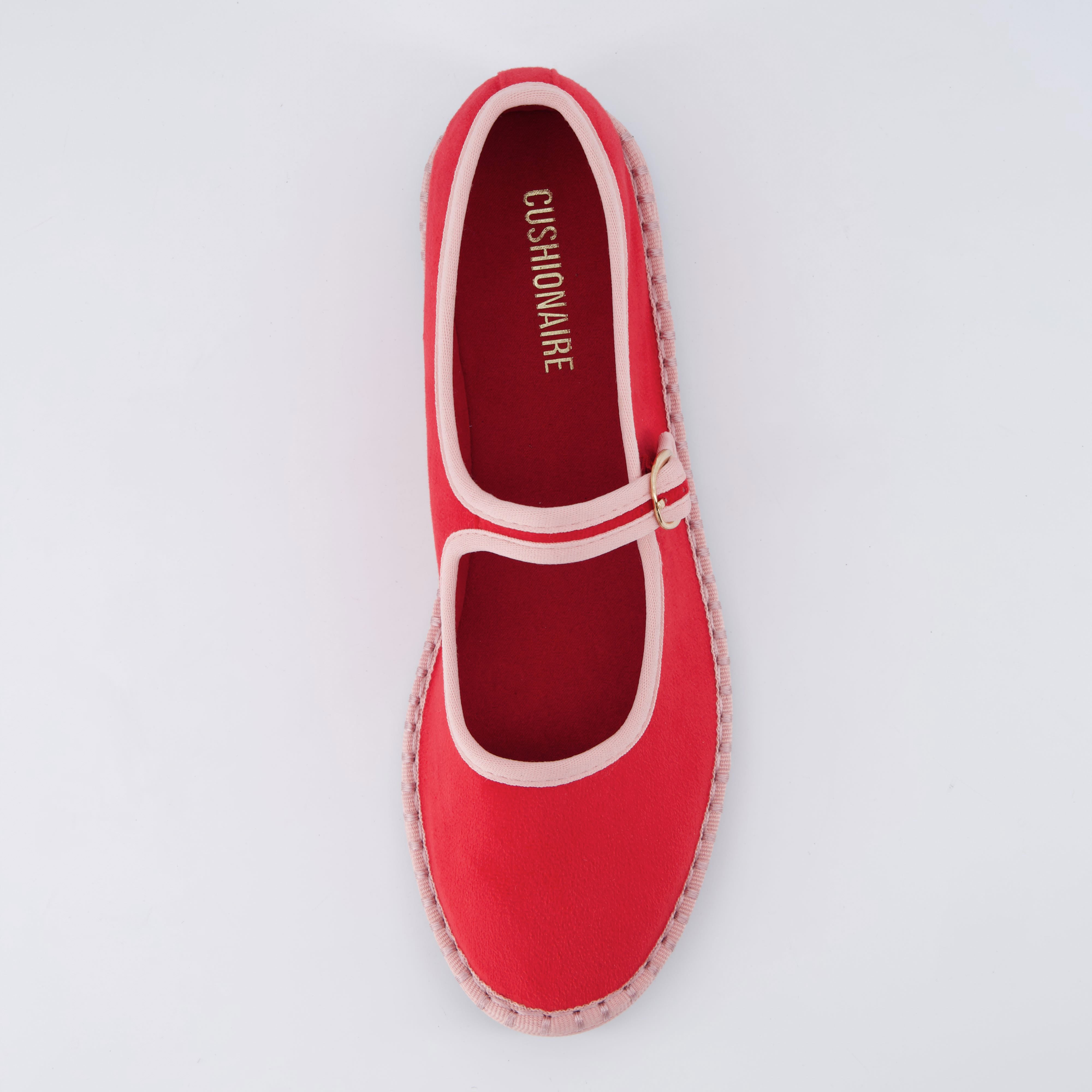 Missy Mary Jane Ballet Flats Red Pink Fabric Medium