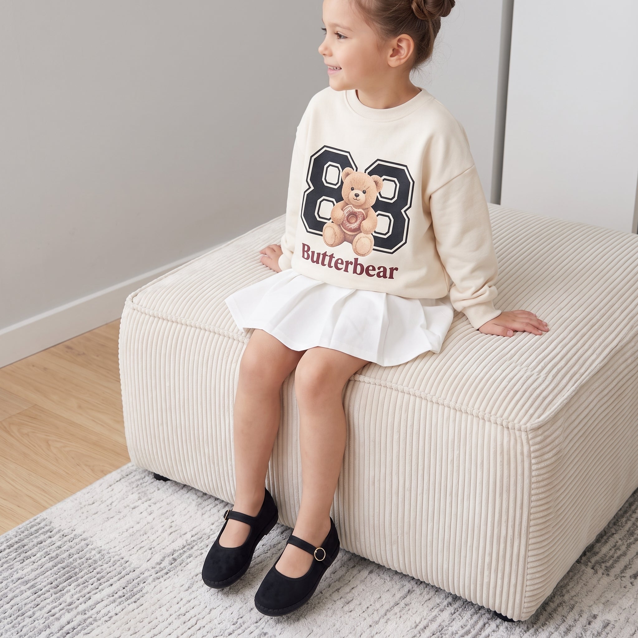 Missy Kids Mary Jane Flats Black Medium