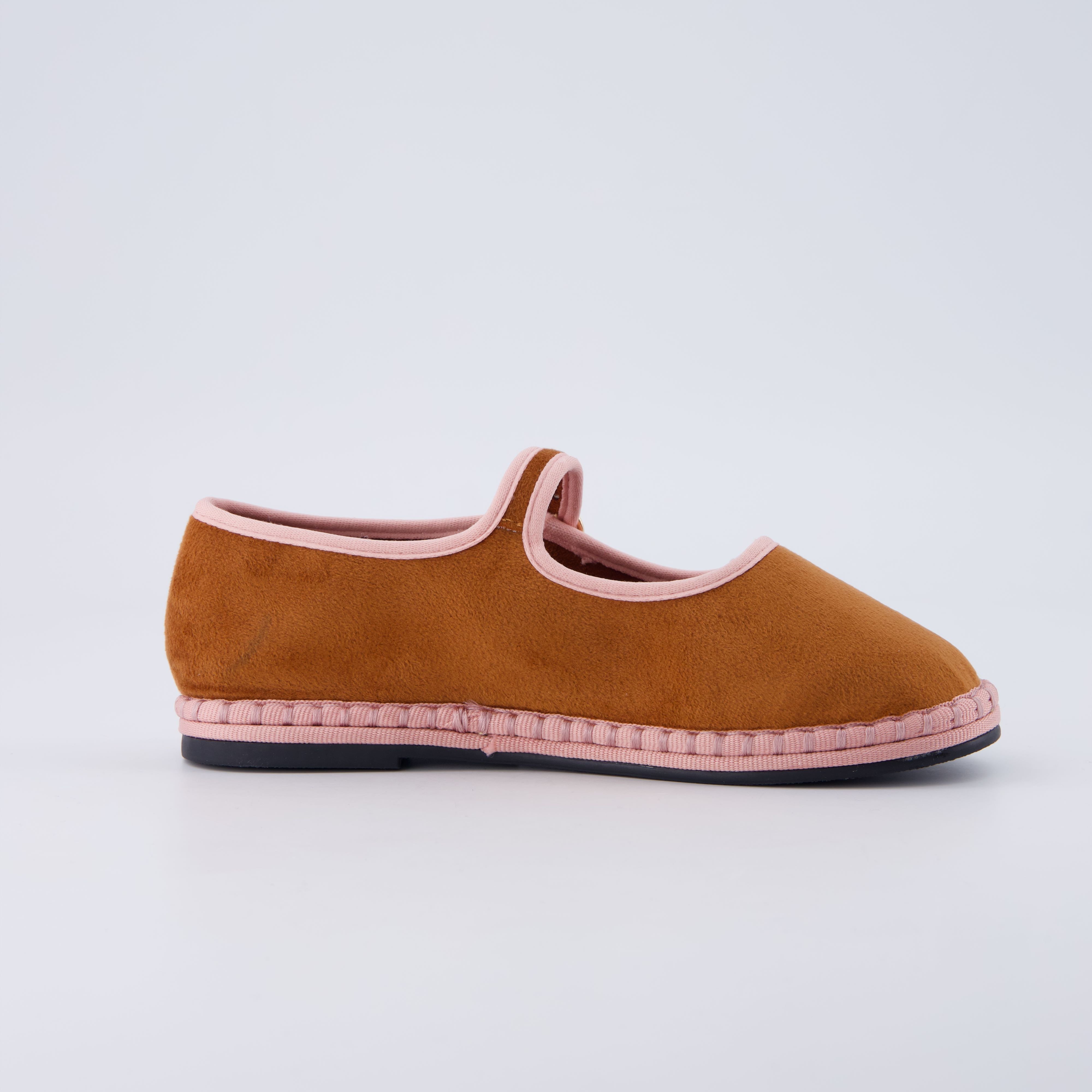 Missy Kids Mary Jane Flats Brown Pink Medium