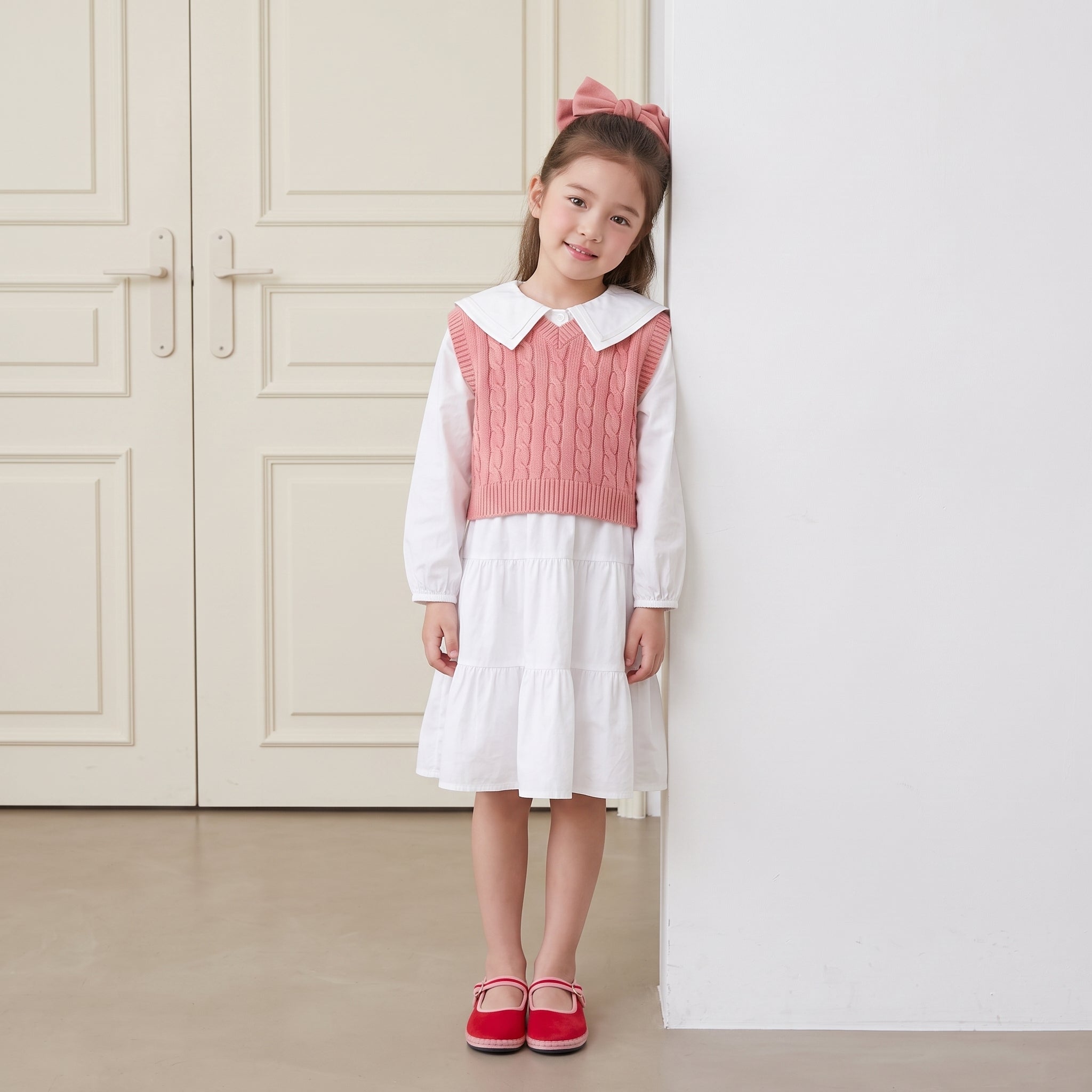 Missy Kids Mary Jane Flats Red Pink Medium